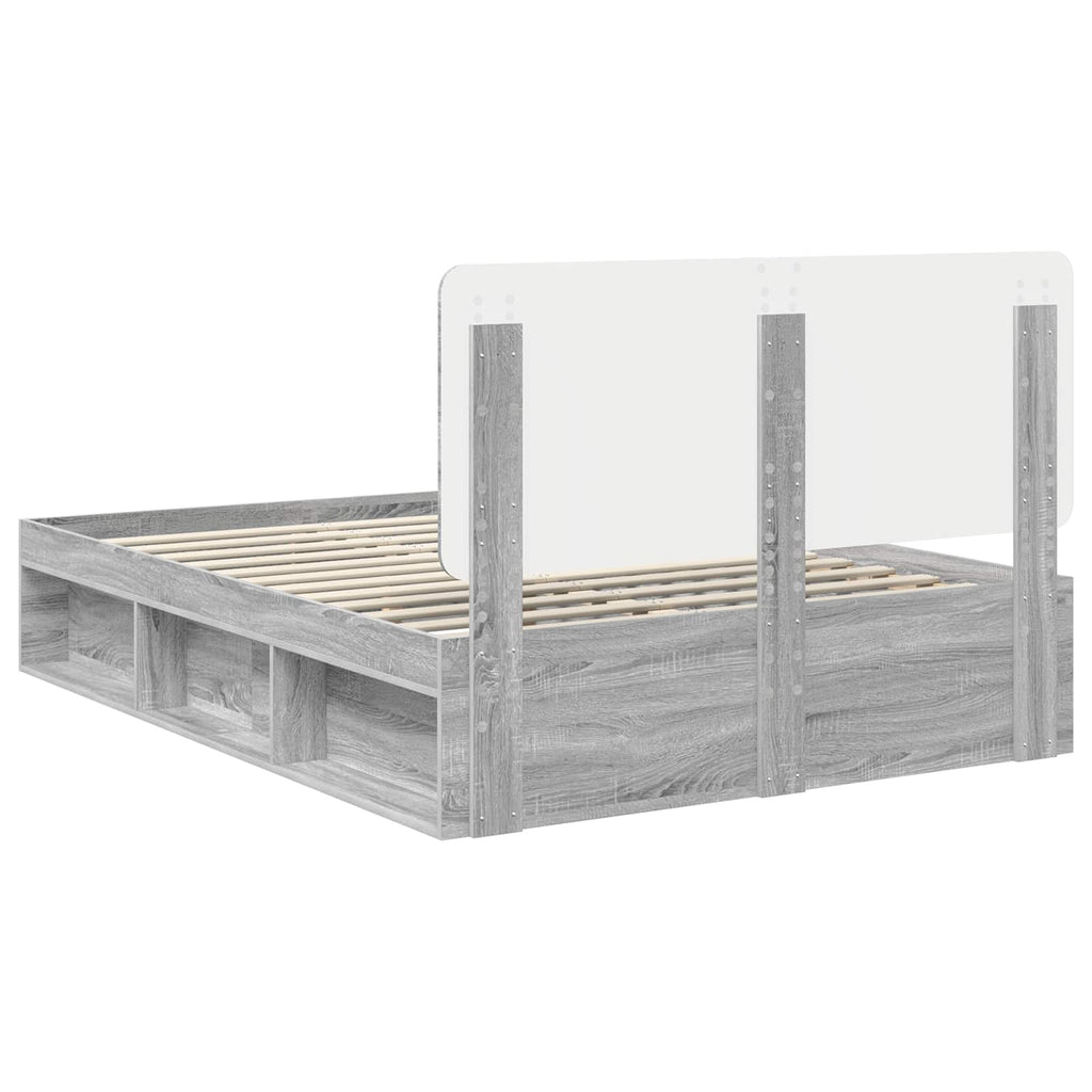 vidaXL Ramka łóżka Szary Sonoma 150 x 200 cm Lite drewno sosnowe