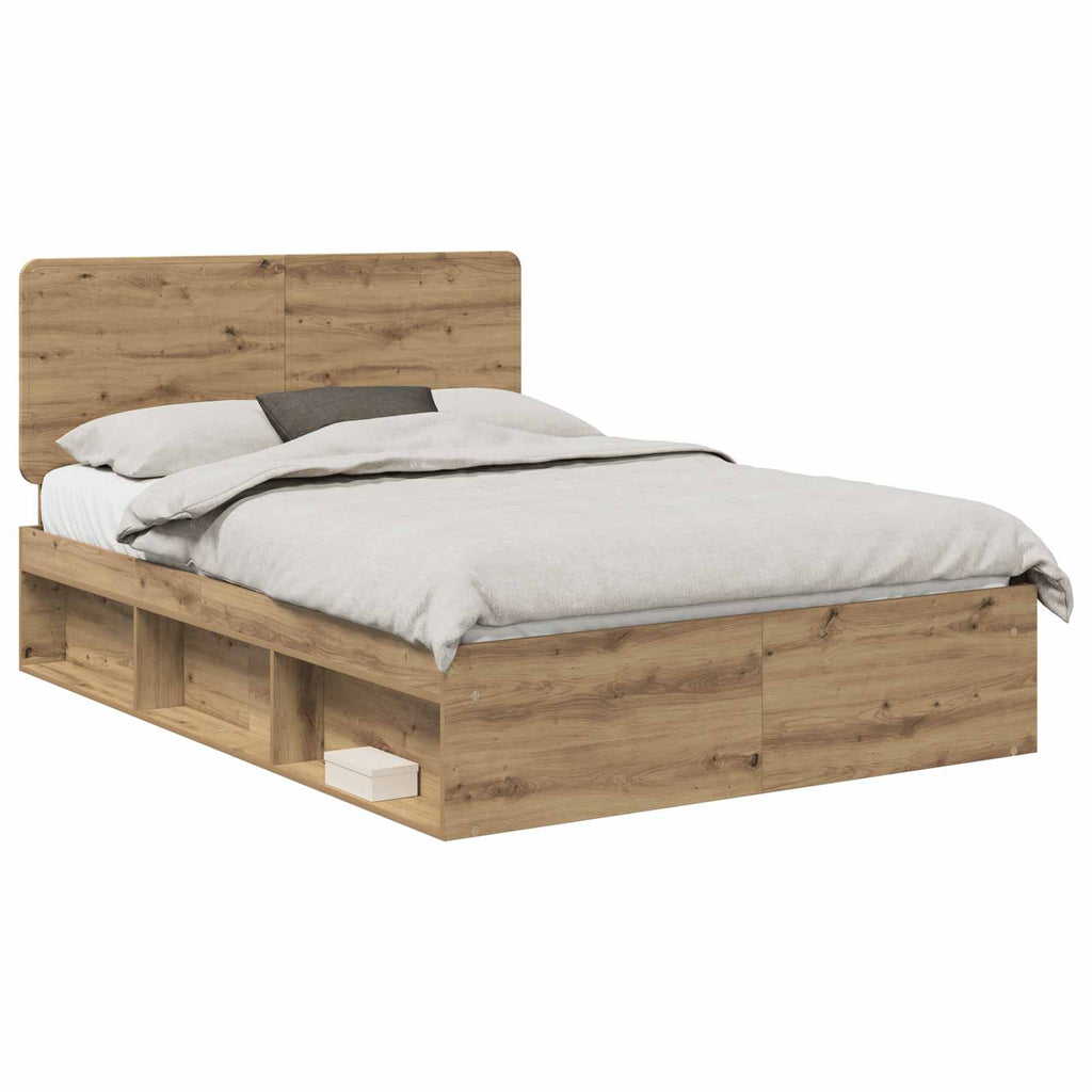 vidaXL Ramka łóżka Dąb rzemieślniczy 150 x 200 cm Lite drewno sosnowe
