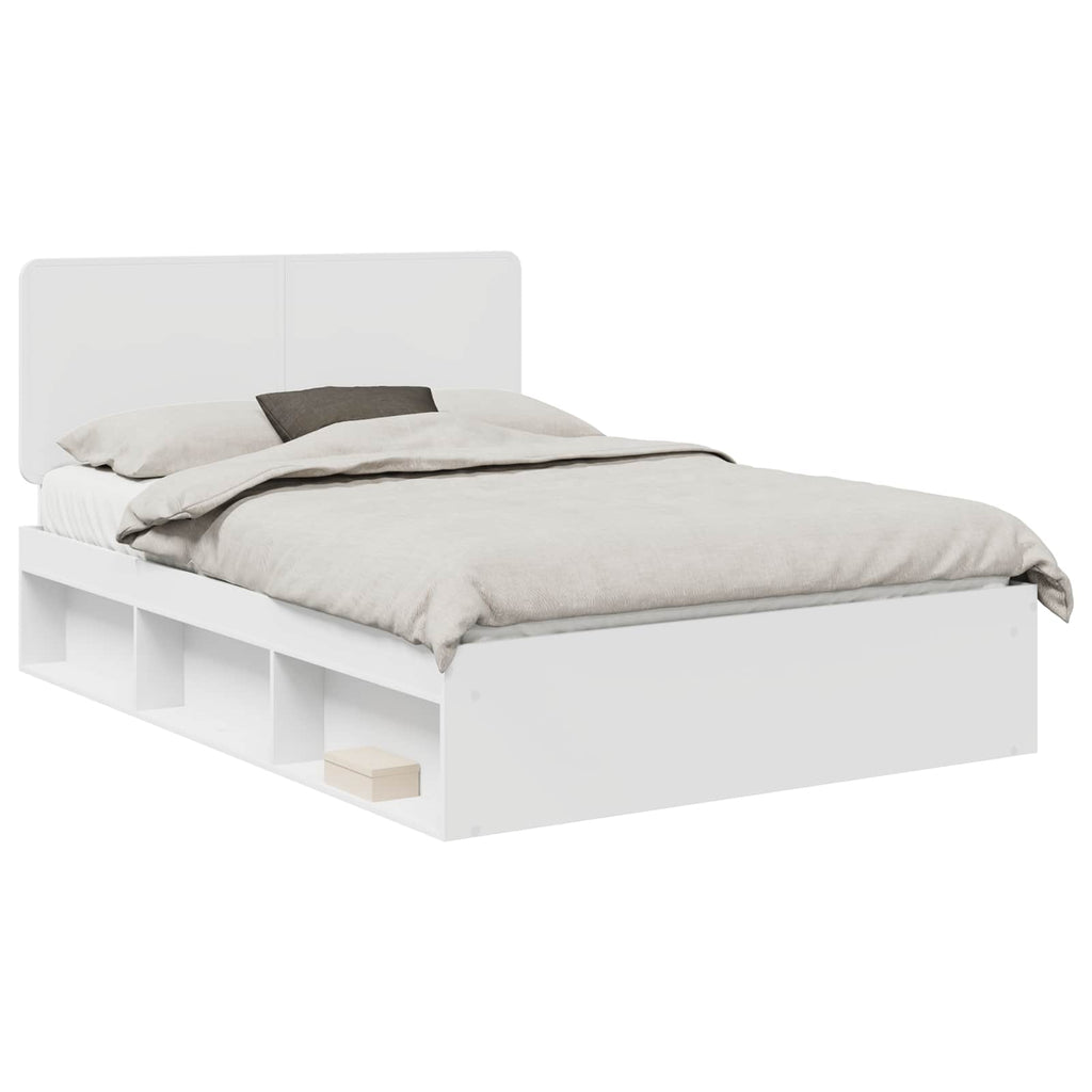 vidaXL Ramka łóżka Z zagłówkiem Biały 140 x 200 cm Lite drewno sosnowe