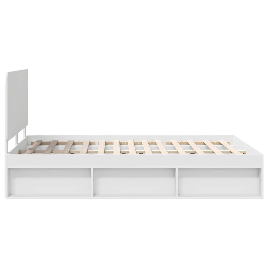 vidaXL Ramka łóżka Z zagłówkiem Biały 140 x 200 cm Lite drewno sosnowe