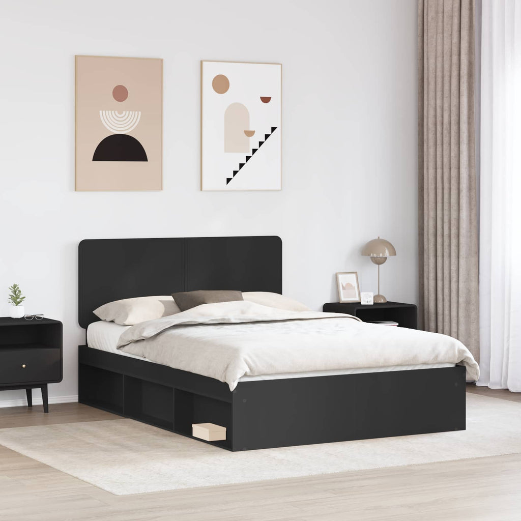 vidaXL Ramka łóżka Czarny 140 x 200 cm Lite drewno sosnowe