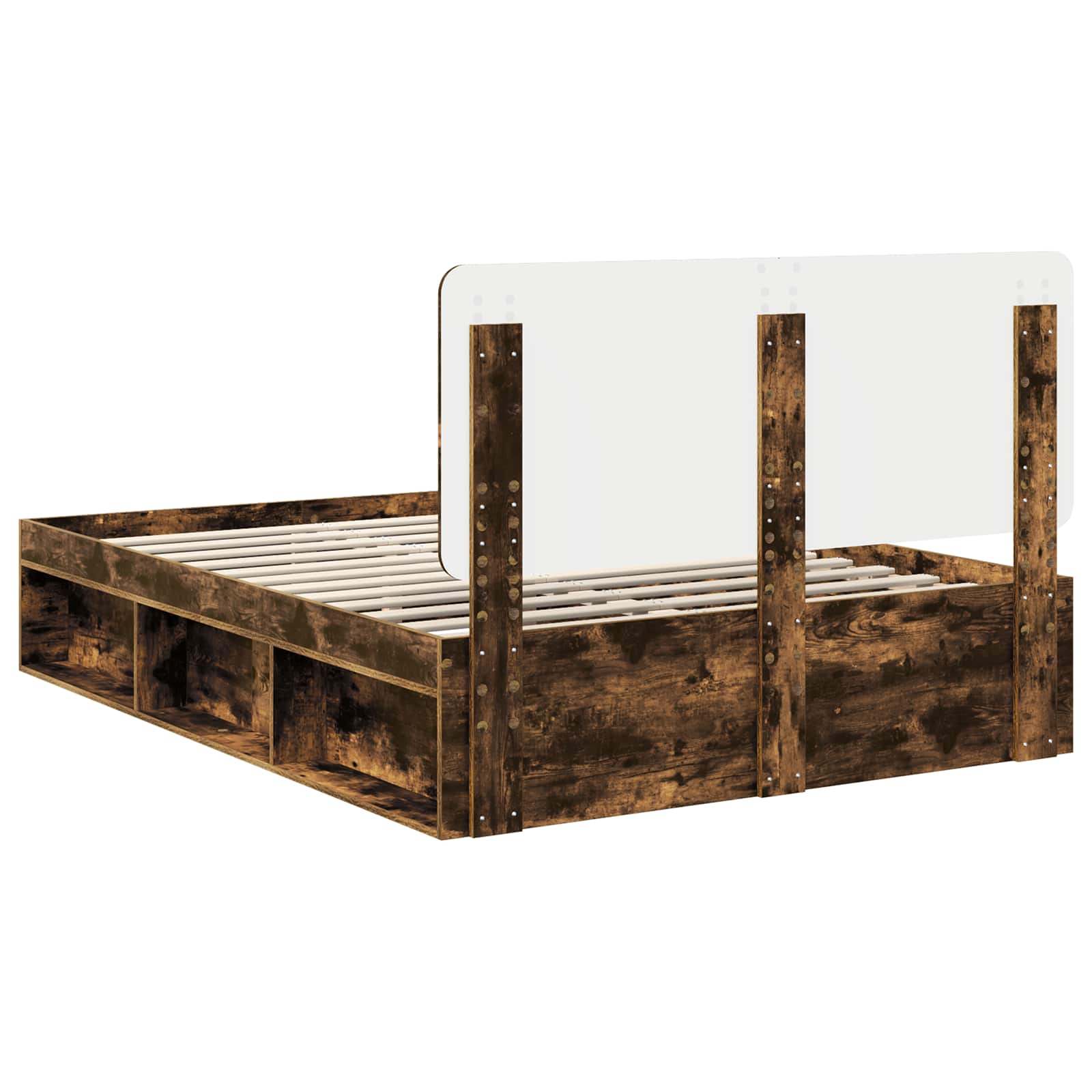 vidaXL Ramka łóżka Dąb wędzony 140 x 200 cm Lite drewno sosnowe