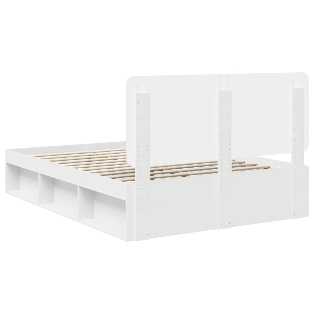 vidaXL Ramka łóżka Z zagłówkiem Biały 140 x 190 cm Lite drewno sosnowe