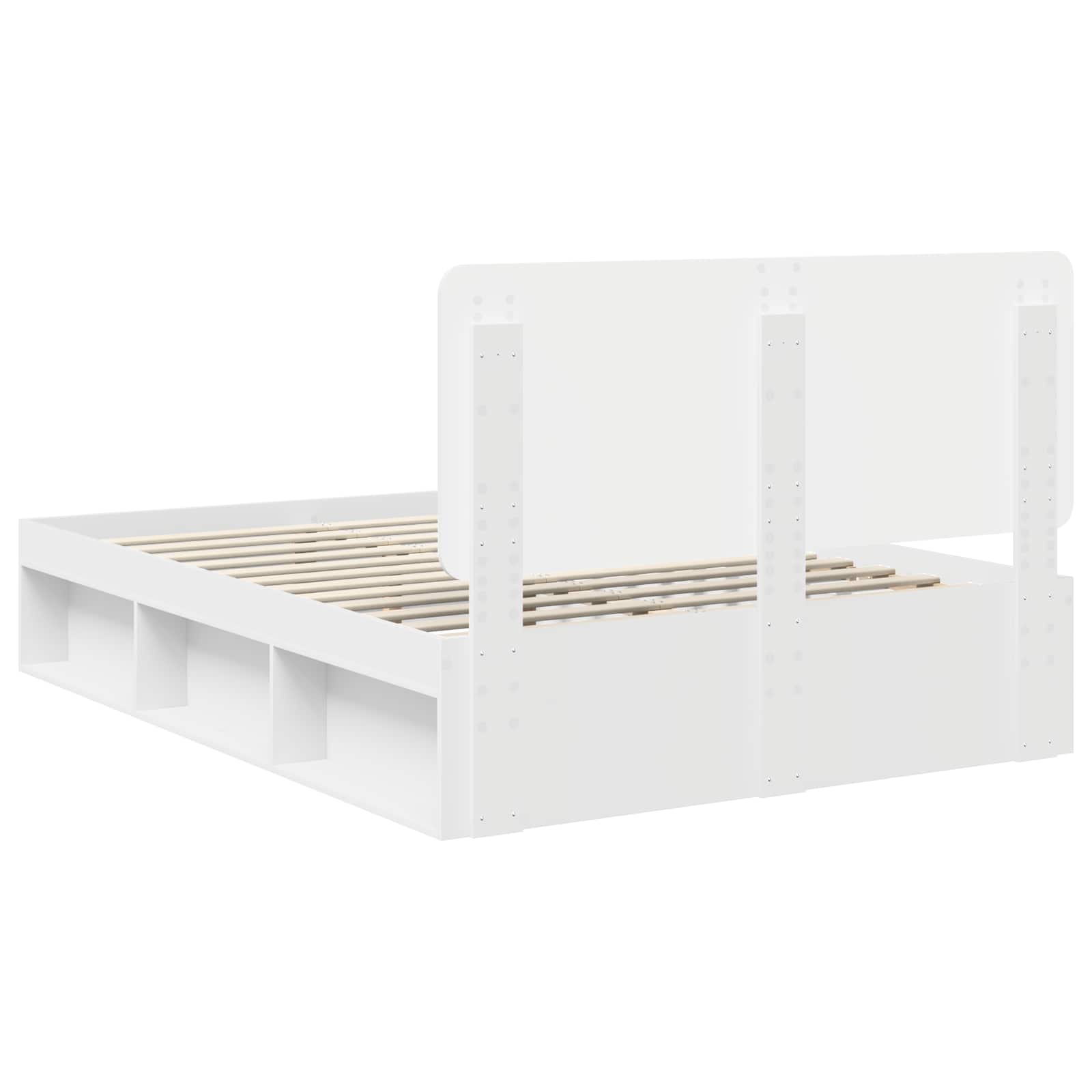 vidaXL Ramka łóżka Z zagłówkiem Biały 140 x 190 cm Lite drewno sosnowe