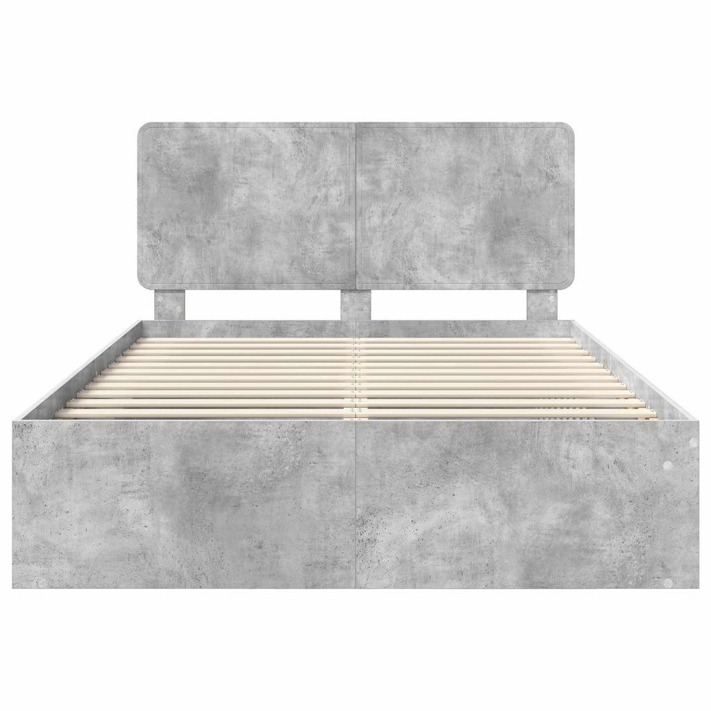 vidaXL Ramka łóżka Betonowy 140 x 190 cm Lite drewno sosnowe