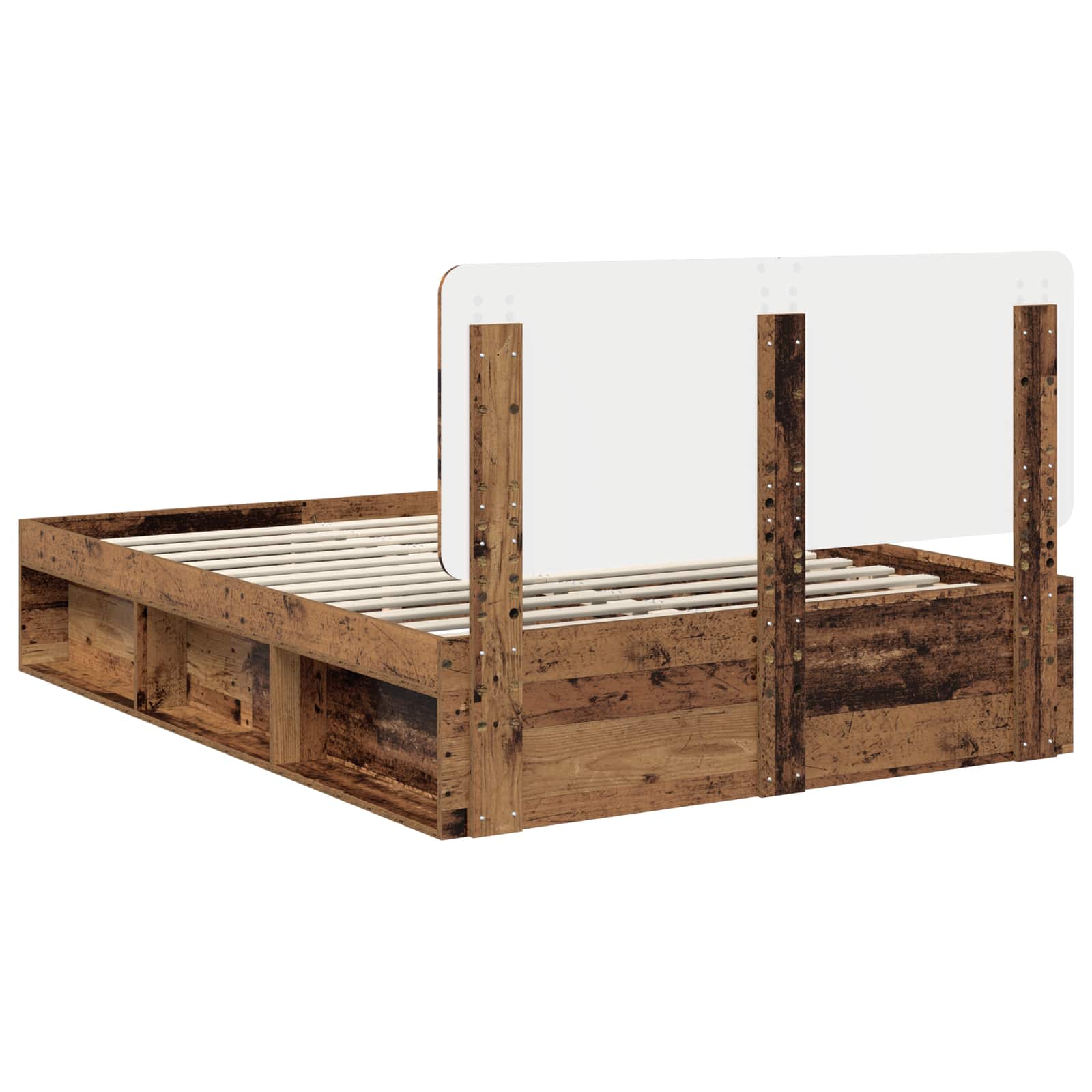 vidaXL Ramka łóżka Stare drewno 140 x 190 cm Lite drewno sosnowe