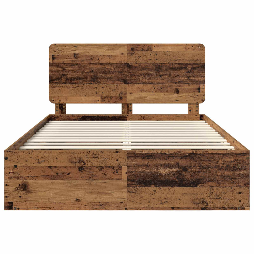 vidaXL Ramka łóżka Stare drewno 140 x 190 cm Lite drewno sosnowe