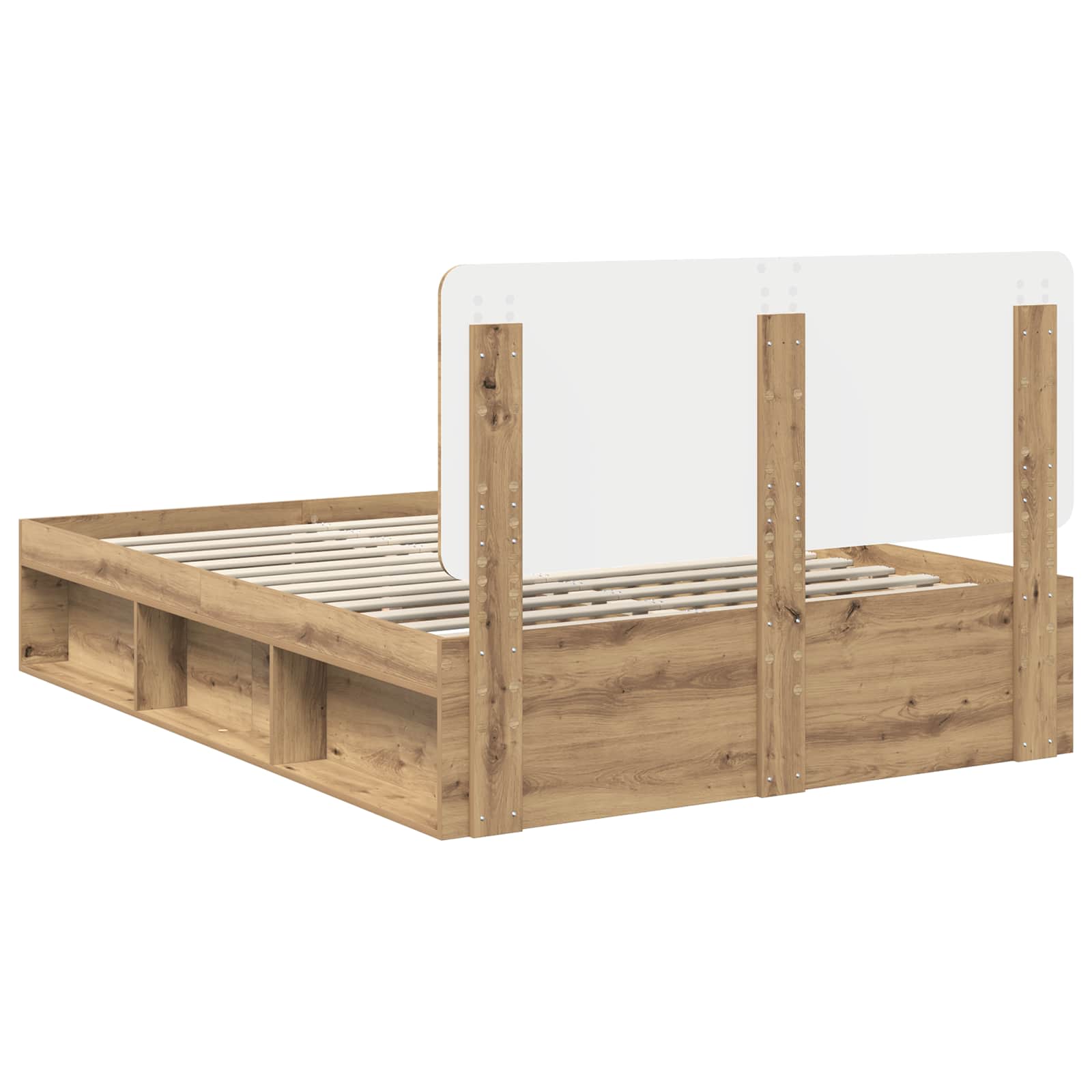 vidaXL Ramka łóżka Dąb rzemieślniczy 140 x 190 cm Lite drewno sosnowe