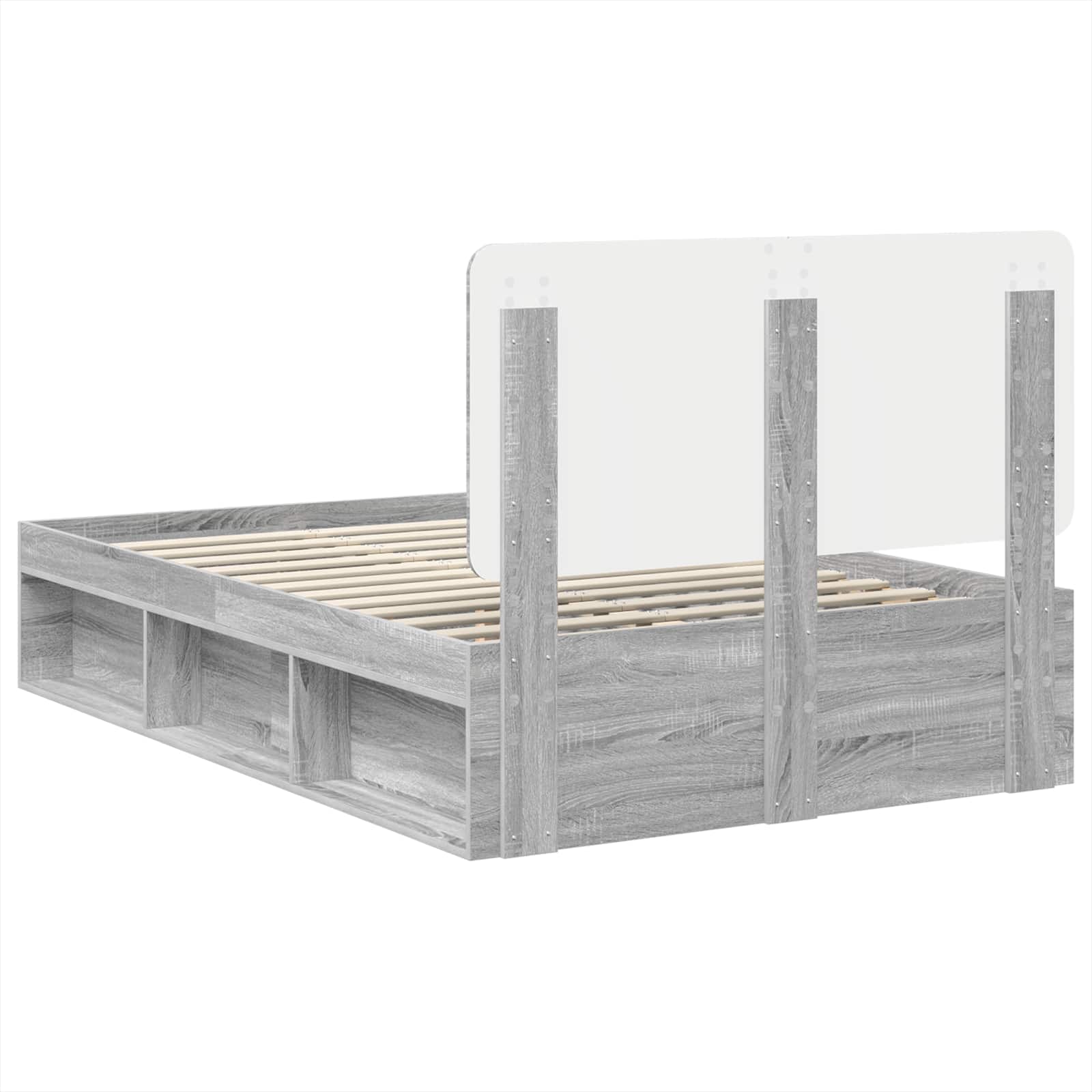 vidaXL Ramka łóżka Szary Sonoma 135 x 190 cm Lite drewno sosnowe