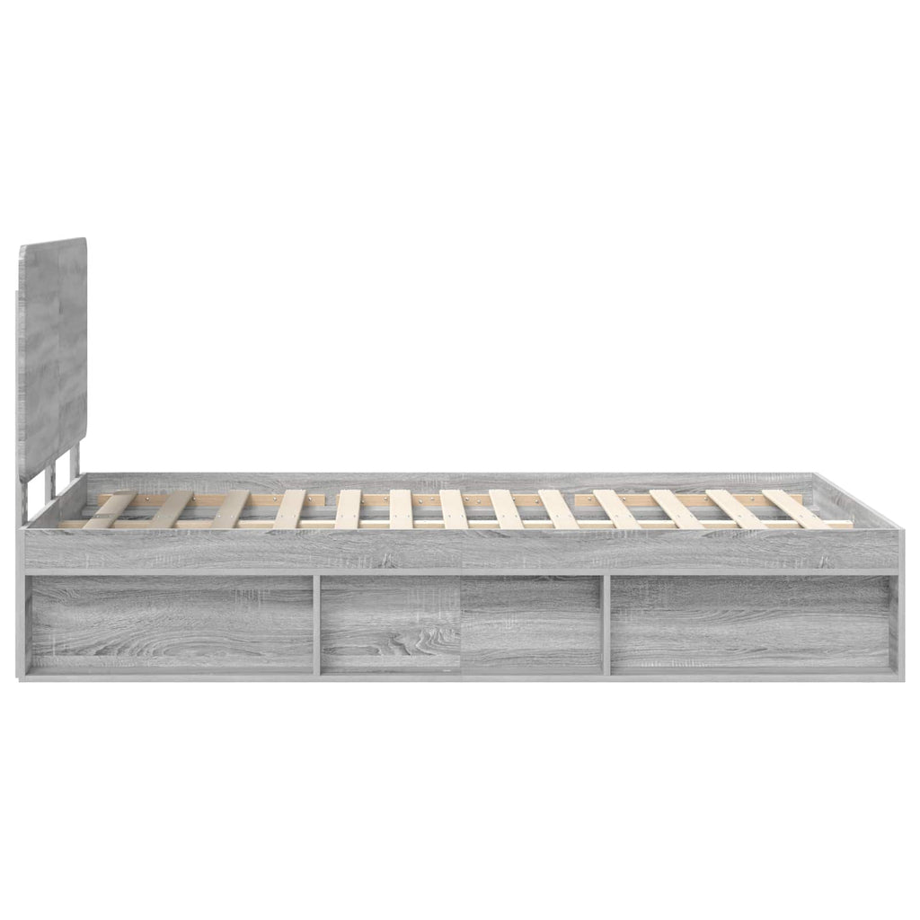 vidaXL Ramka łóżka Szary Sonoma 135 x 190 cm Lite drewno sosnowe