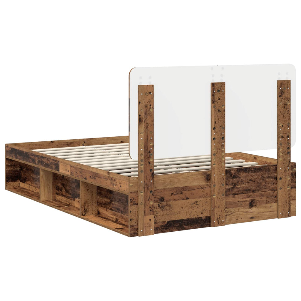 vidaXL Ramka łóżka Stare drewno 135 x 190 cm Lite drewno sosnowe