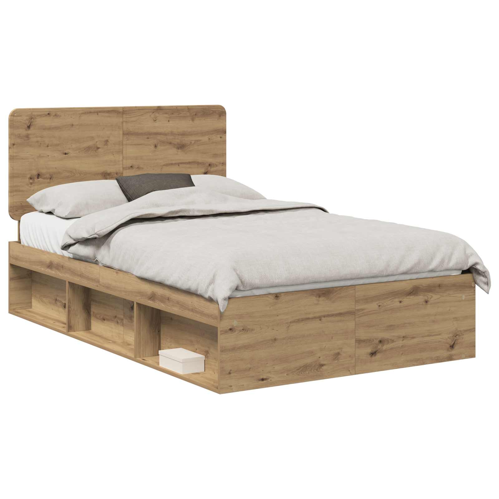 vidaXL Ramka łóżka Dąb rzemieślniczy 135 x 190 cm Lite drewno sosnowe