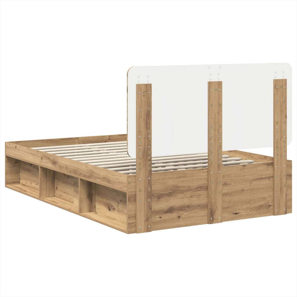 vidaXL Ramka łóżka Dąb rzemieślniczy 135 x 190 cm Lite drewno sosnowe