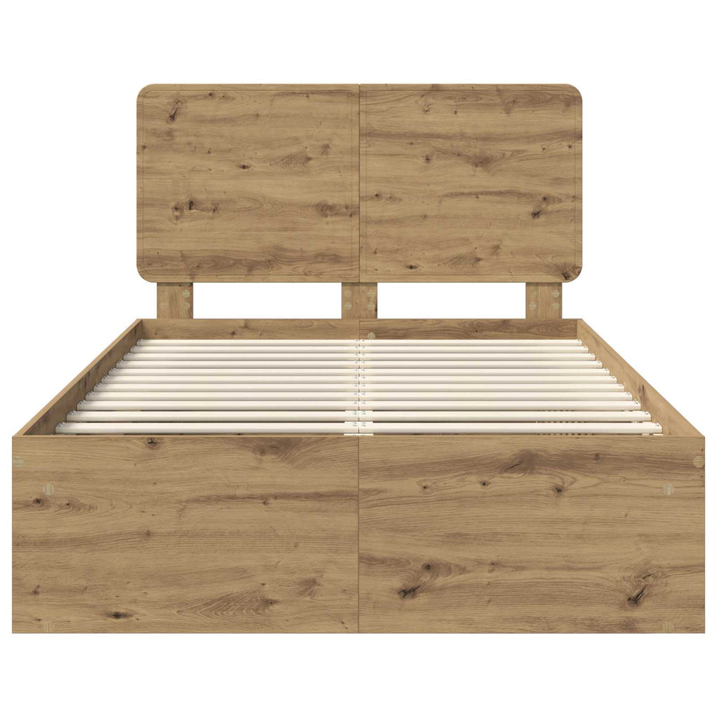 vidaXL Ramka łóżka Dąb rzemieślniczy 135 x 190 cm Lite drewno sosnowe
