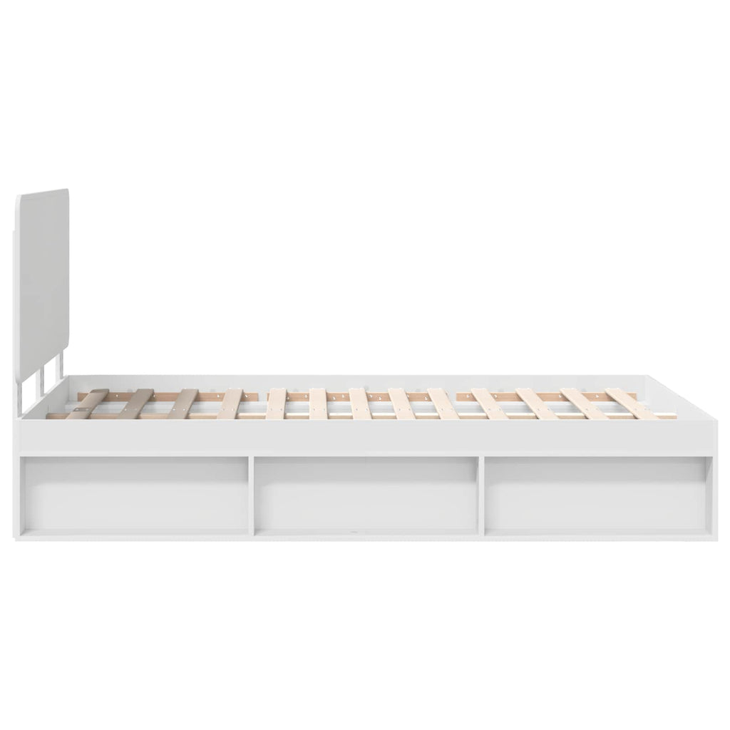 vidaXL Ramka łóżka Z zagłówkiem Biały 120 x 200 cm Lite drewno sosnowe