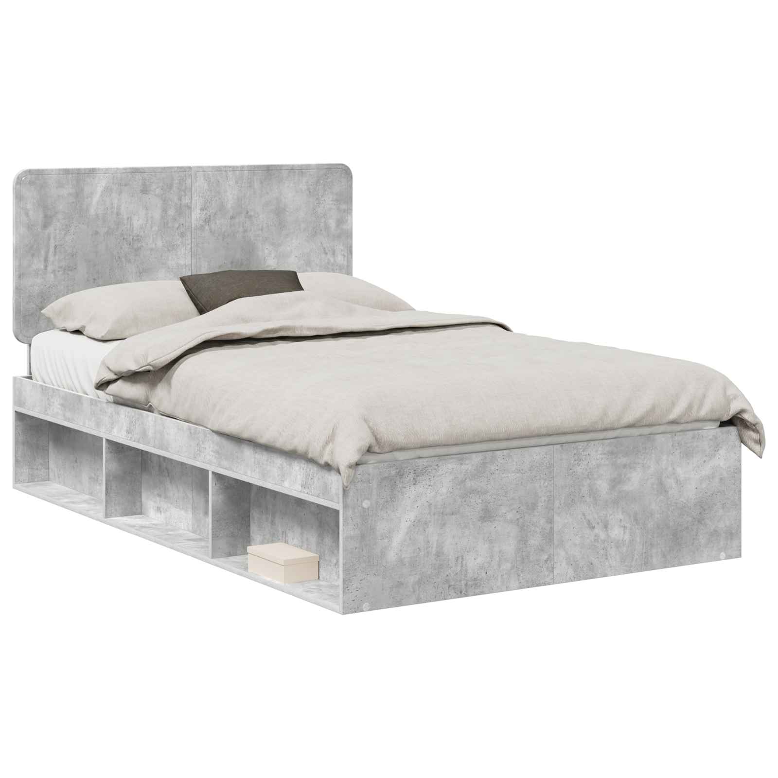 vidaXL Ramka łóżka Betonowy 120 x 200 cm Lite drewno sosnowe