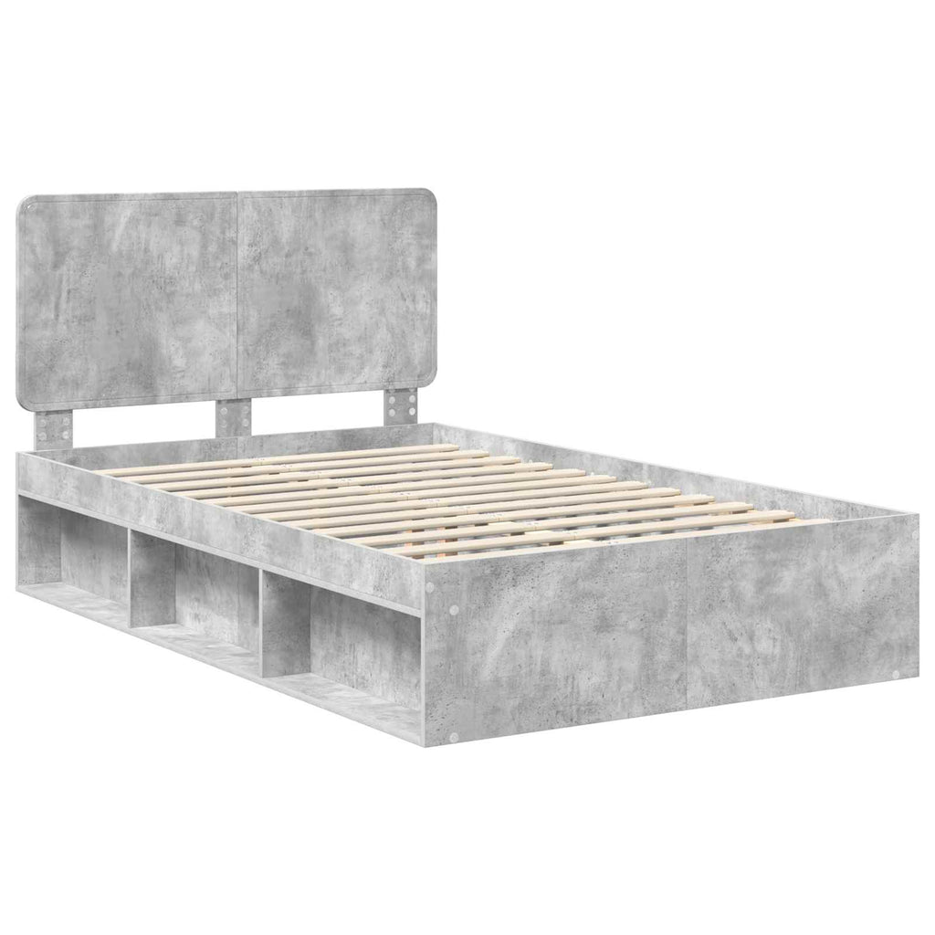 vidaXL Ramka łóżka Betonowy 120 x 200 cm Lite drewno sosnowe