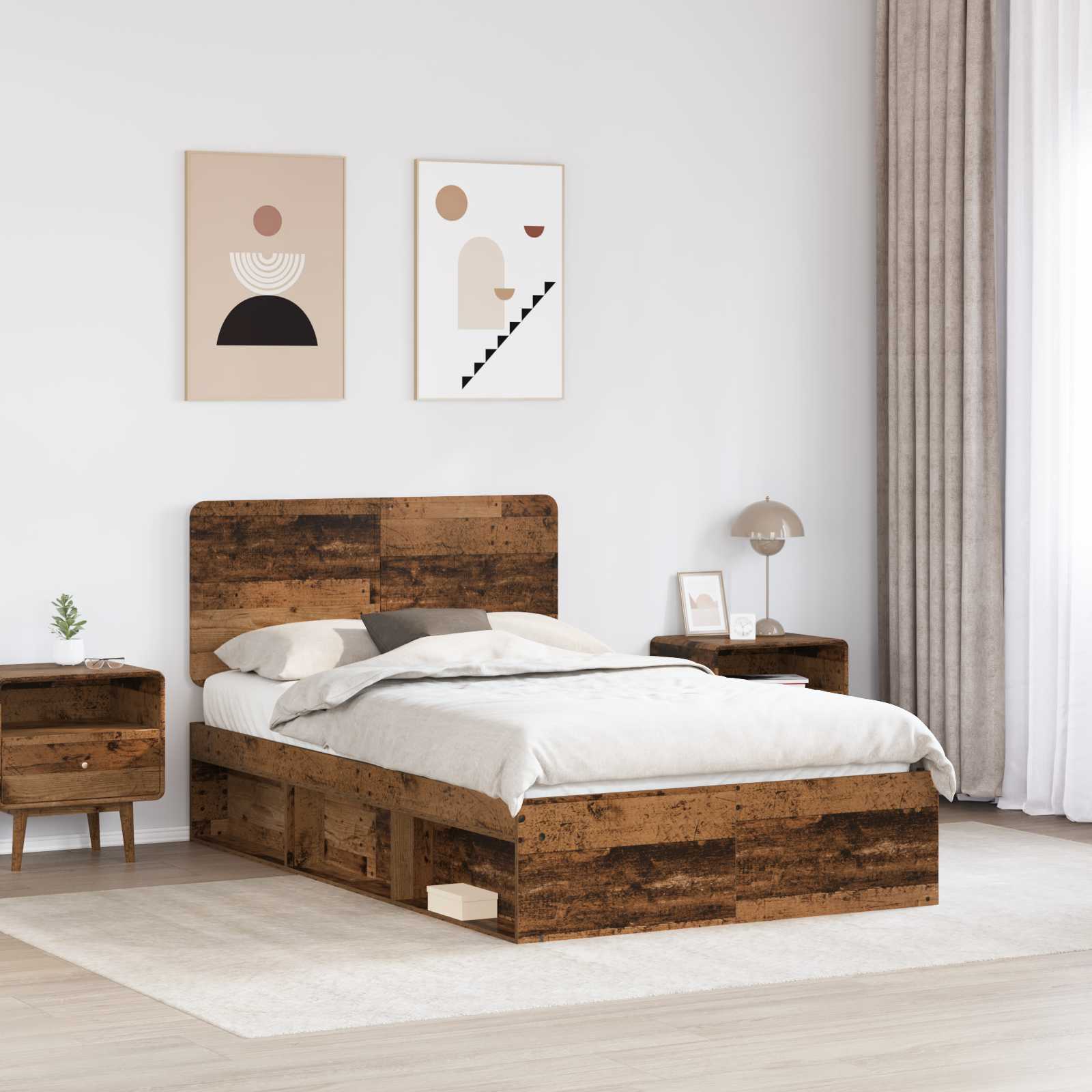vidaXL Ramka łóżka Stare drewno 120 x 200 cm Lite drewno sosnowe