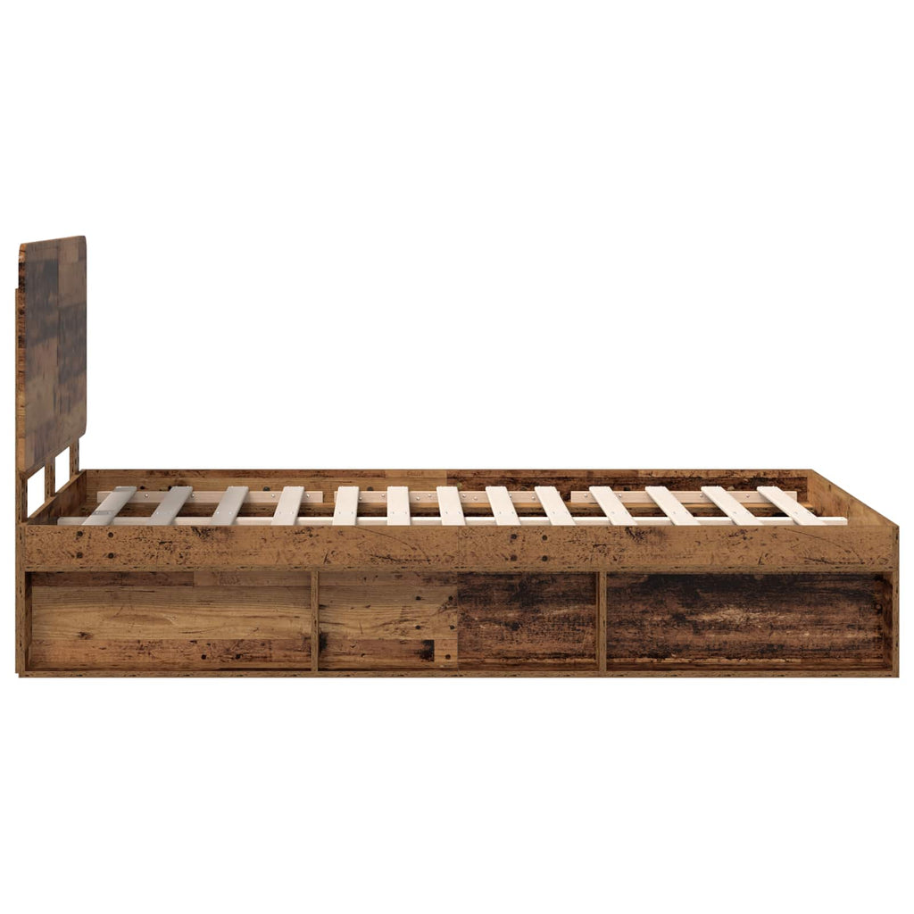 vidaXL Ramka łóżka Stare drewno 120 x 200 cm Lite drewno sosnowe