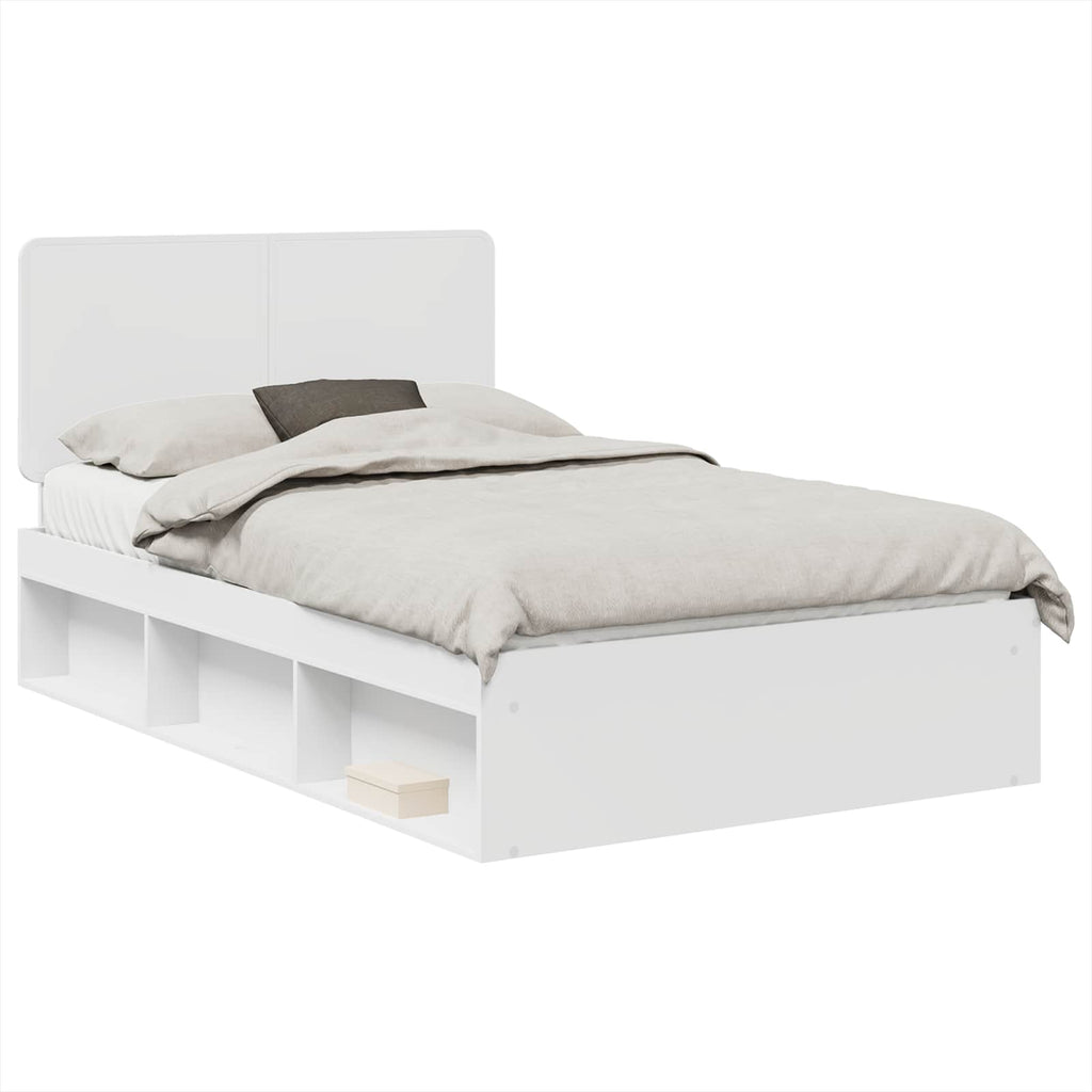 vidaXL Ramka łóżka Z zagłówkiem Biały 120 x 190 cm Lite drewno sosnowe
