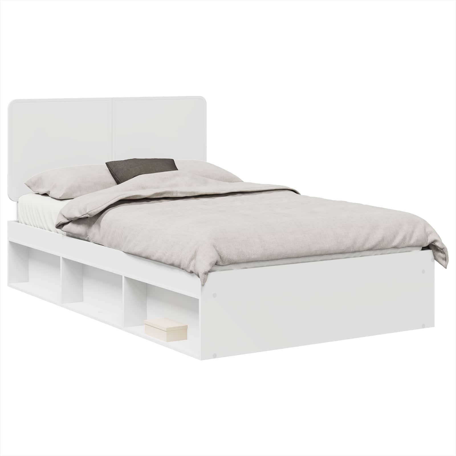 vidaXL Ramka łóżka Z zagłówkiem Biały 120 x 190 cm Lite drewno sosnowe