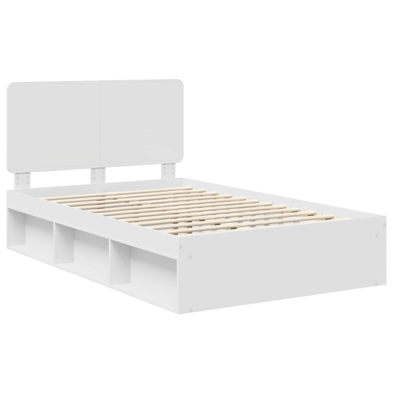 vidaXL Ramka łóżka Z zagłówkiem Biały 120 x 190 cm Lite drewno sosnowe