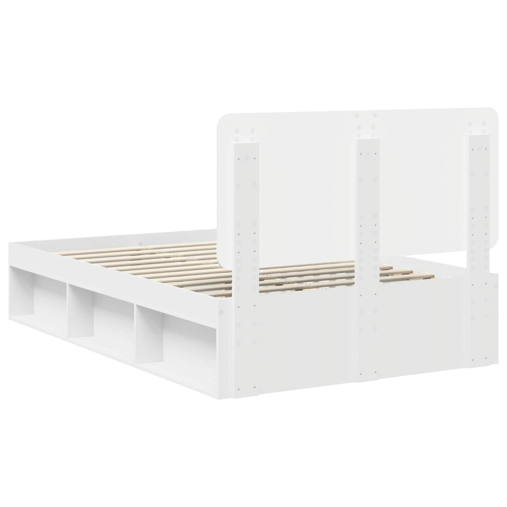 vidaXL Ramka łóżka Z zagłówkiem Biały 120 x 190 cm Lite drewno sosnowe