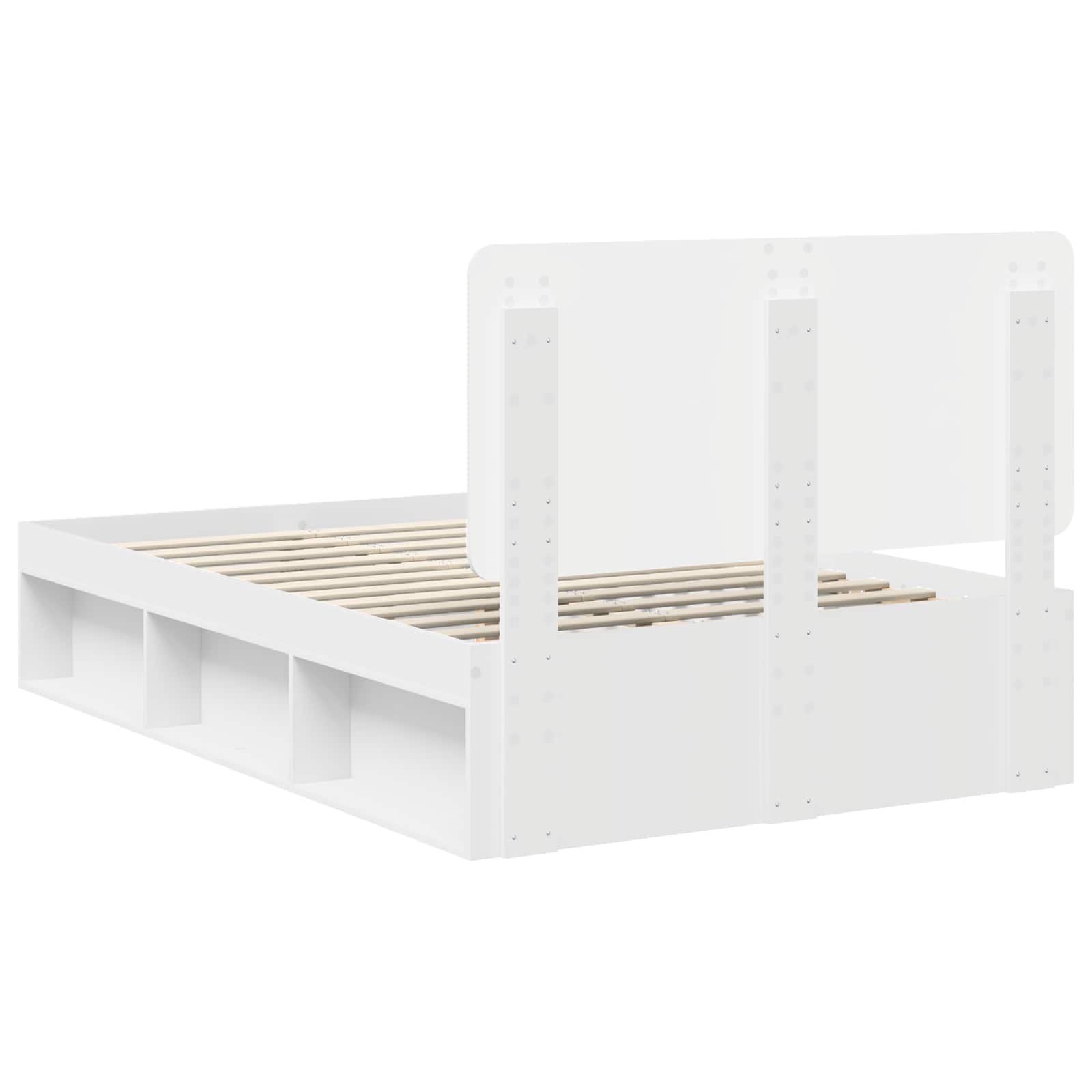 vidaXL Ramka łóżka Z zagłówkiem Biały 120 x 190 cm Lite drewno sosnowe