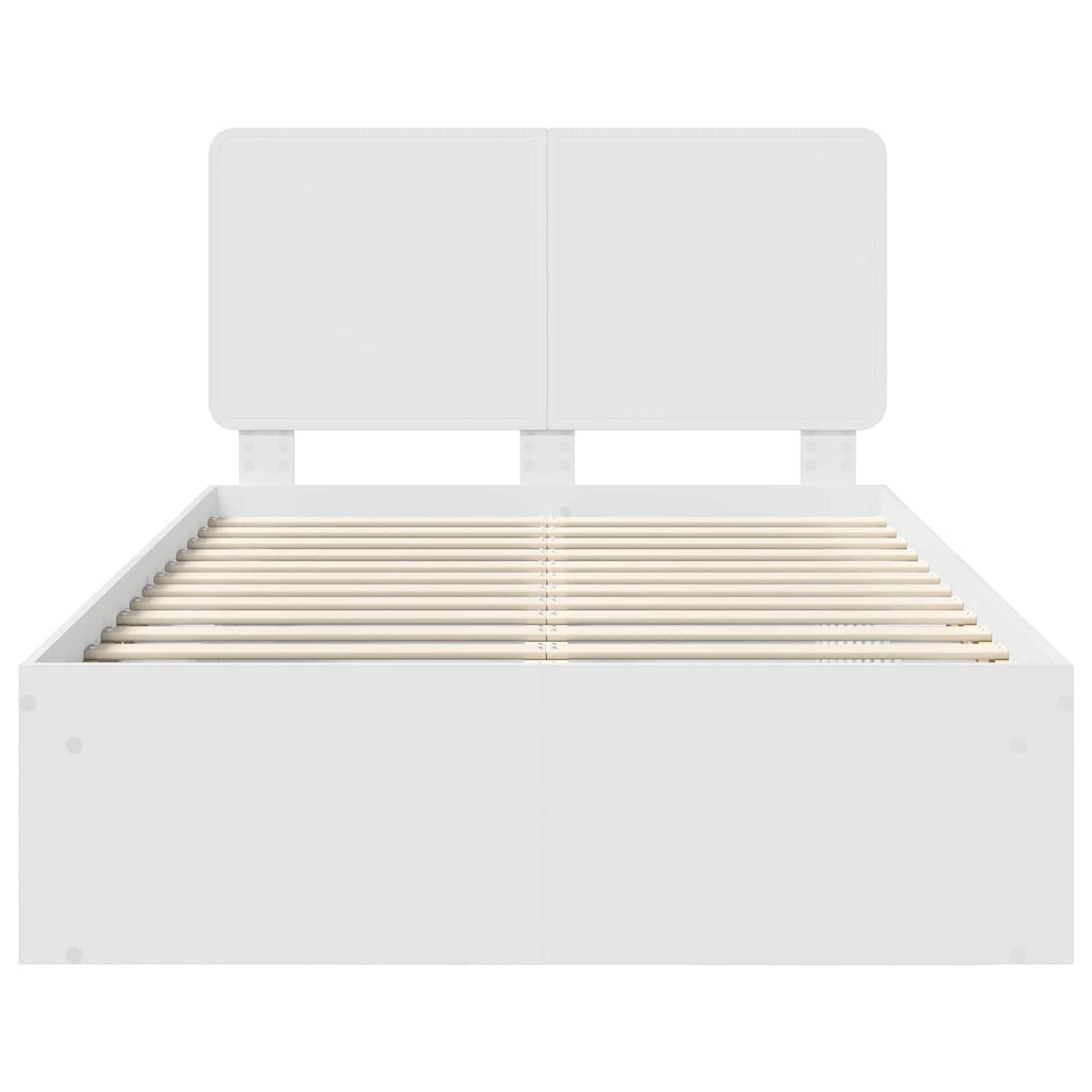vidaXL Ramka łóżka Z zagłówkiem Biały 120 x 190 cm Lite drewno sosnowe