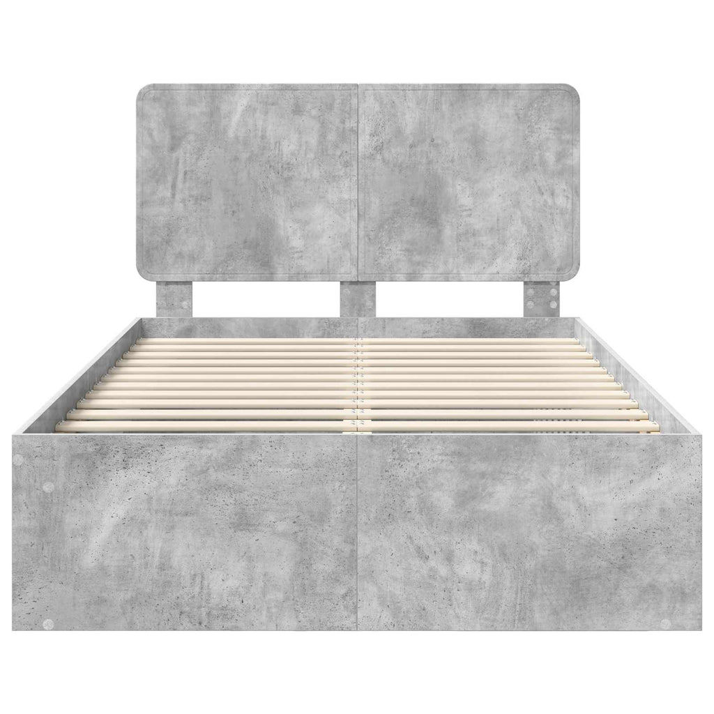 vidaXL Ramka łóżka Betonowy 120 x 190 cm Lite drewno sosnowe