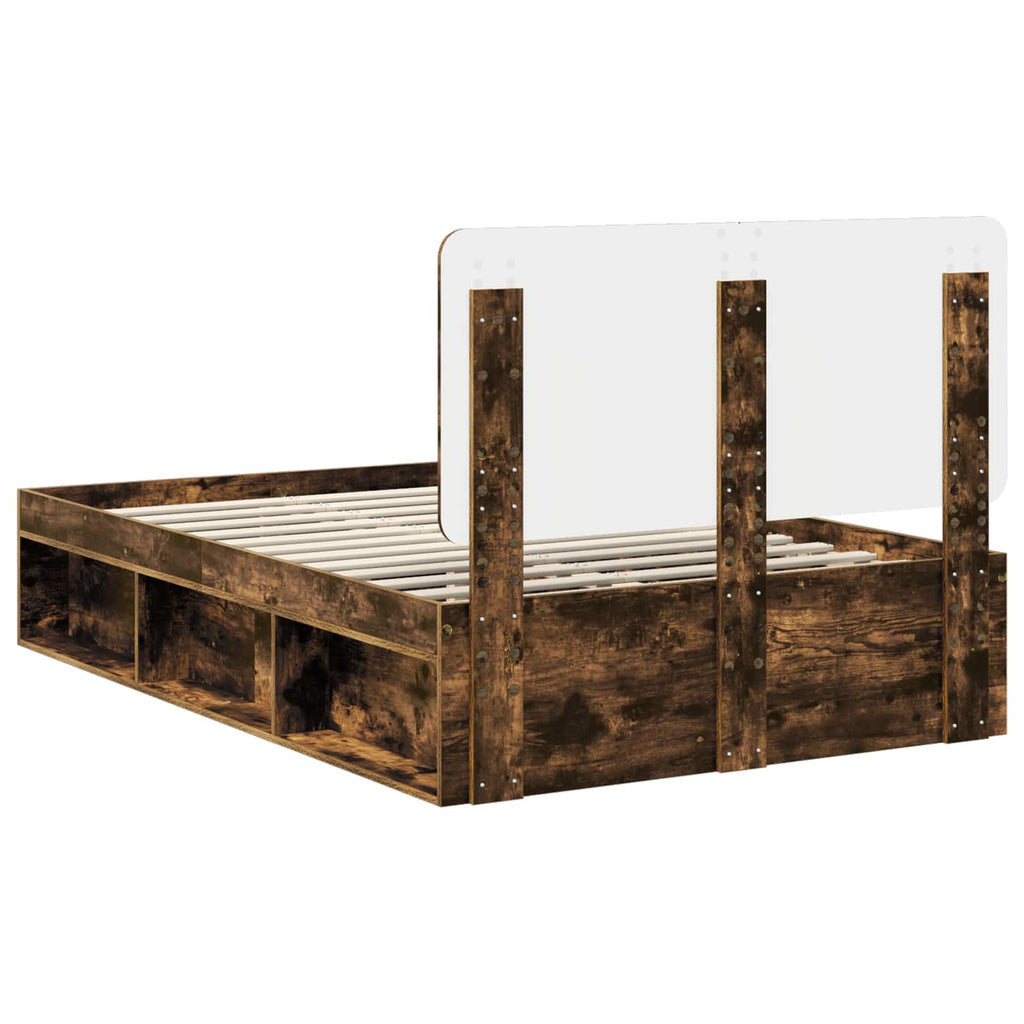 vidaXL Ramka łóżka Dąb wędzony 120 x 190 cm Lite drewno sosnowe
