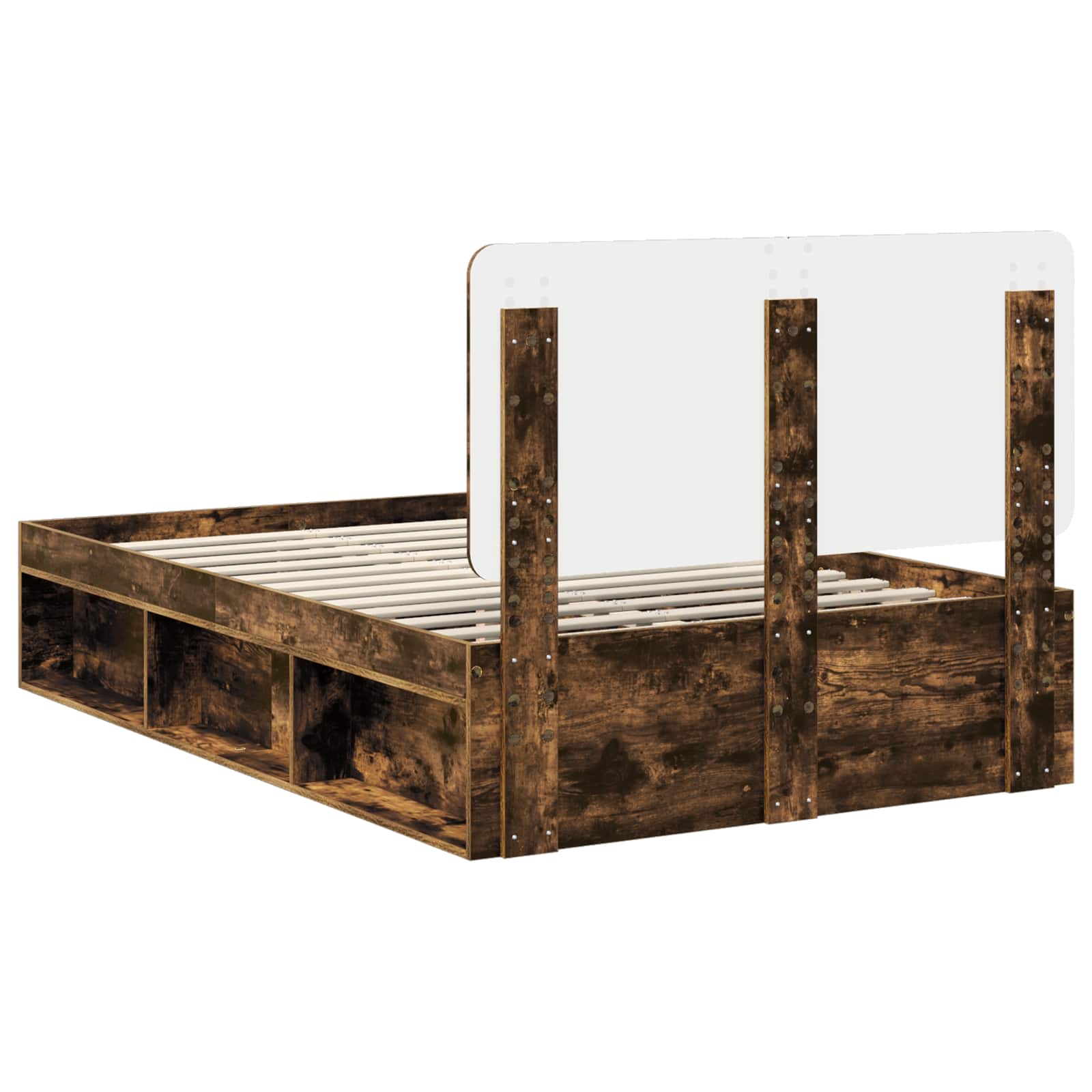 vidaXL Ramka łóżka Dąb wędzony 120 x 190 cm Lite drewno sosnowe