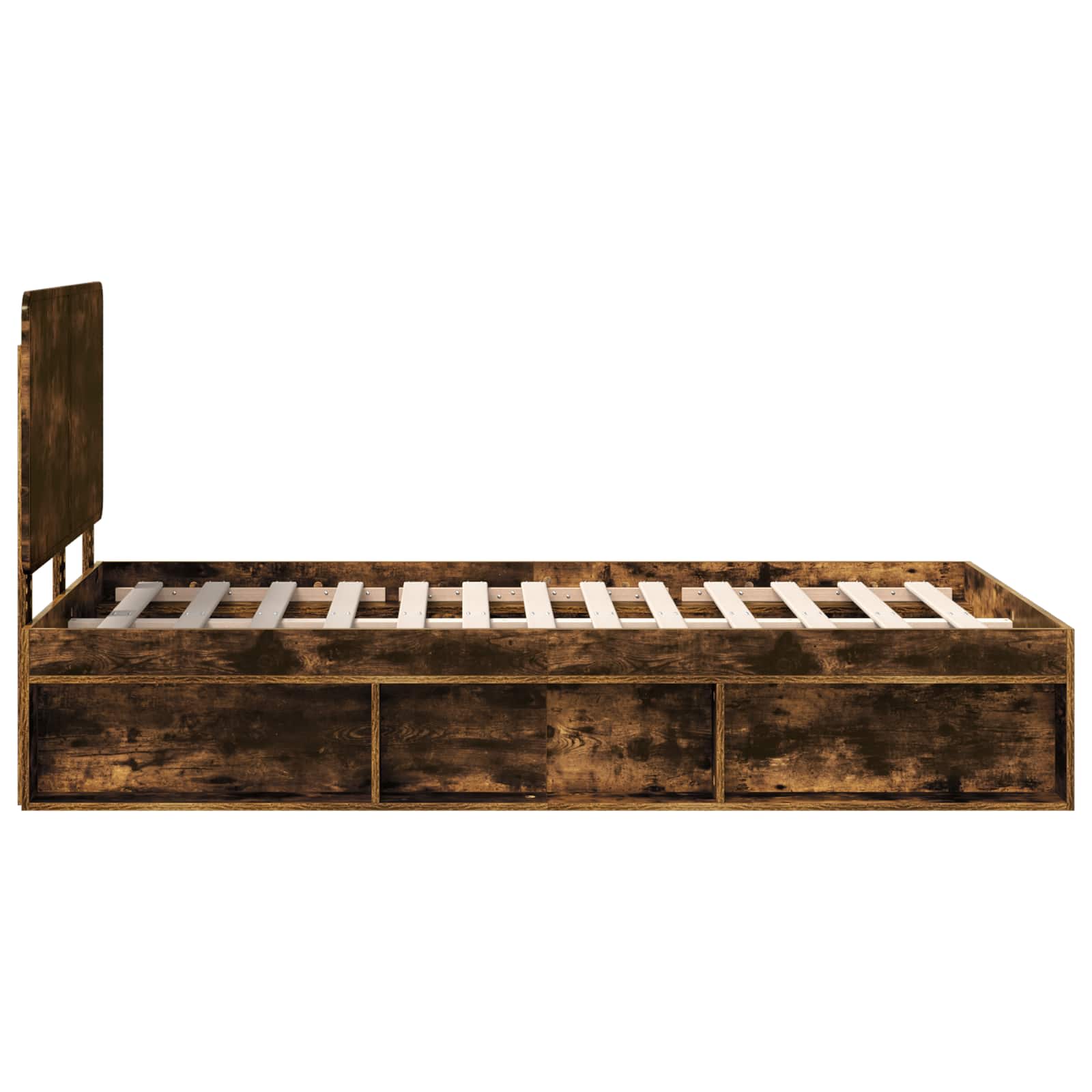 vidaXL Ramka łóżka Dąb wędzony 120 x 190 cm Lite drewno sosnowe