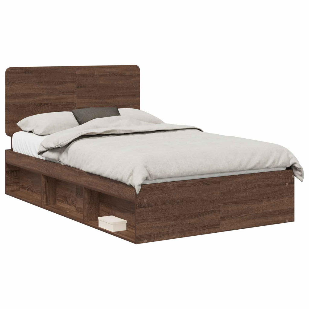 vidaXL Ramka łóżka Brązowy dąb 120 x 190 cm Lite drewno sosnowe