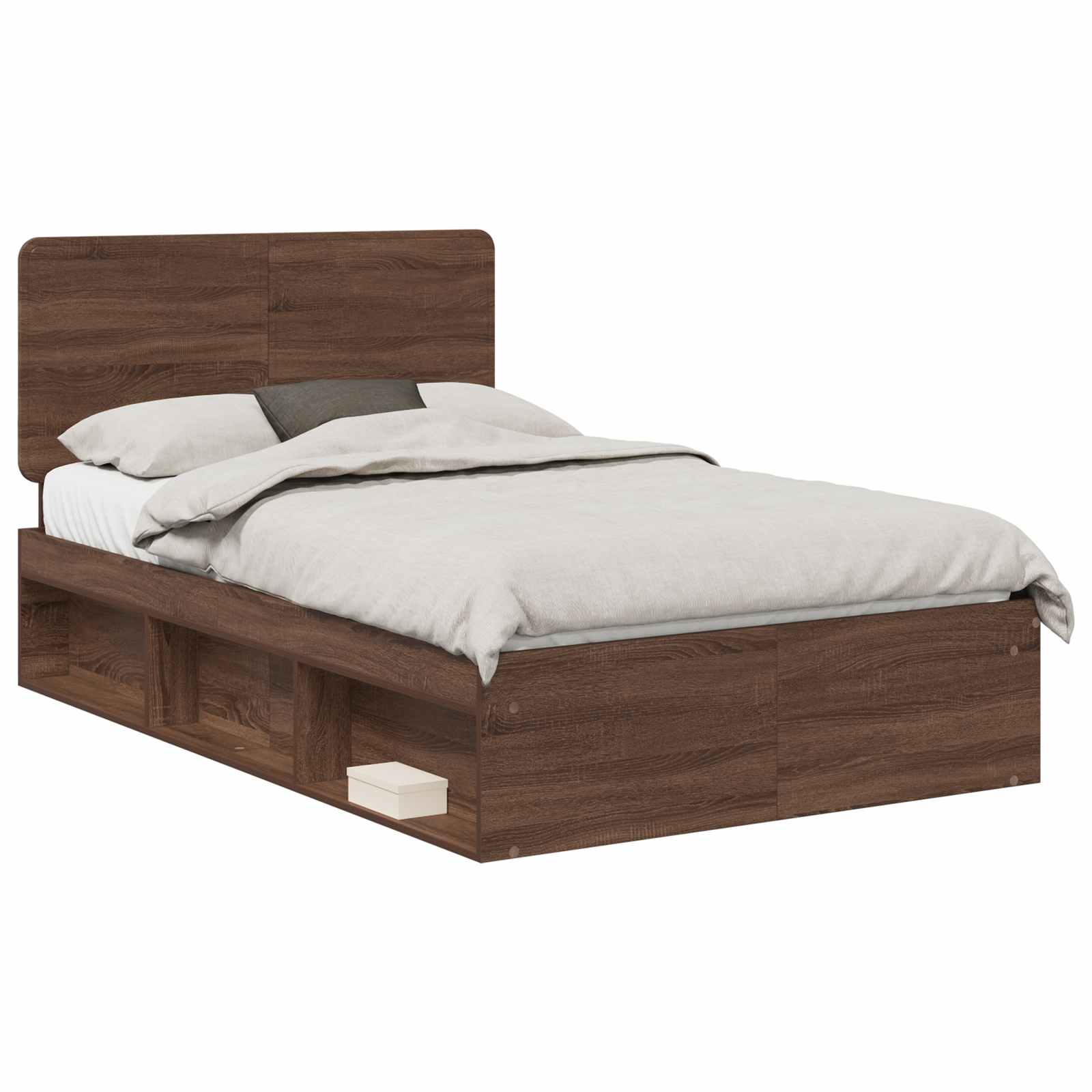 vidaXL Ramka łóżka Brązowy dąb 120 x 190 cm Lite drewno sosnowe
