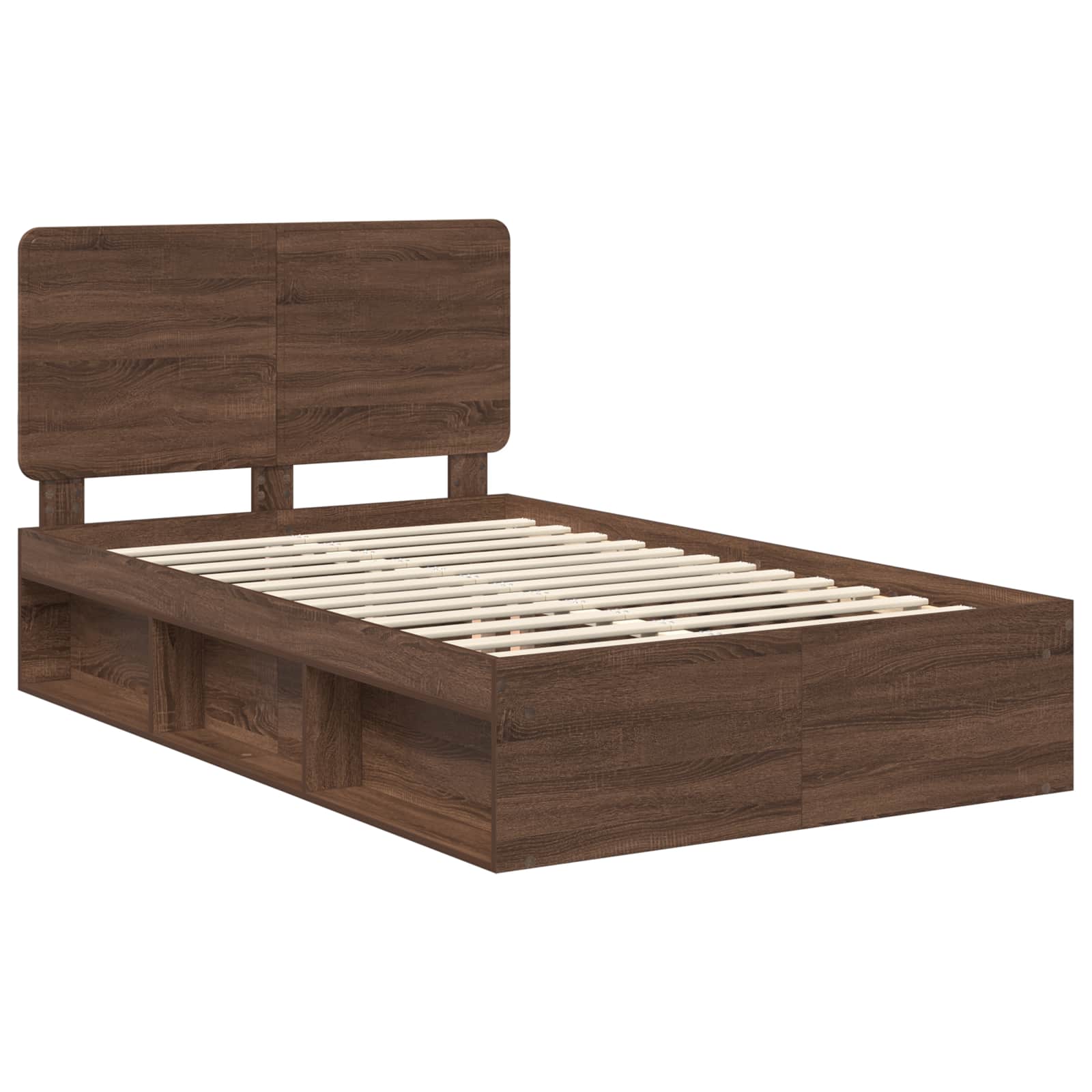 vidaXL Ramka łóżka Brązowy dąb 120 x 190 cm Lite drewno sosnowe