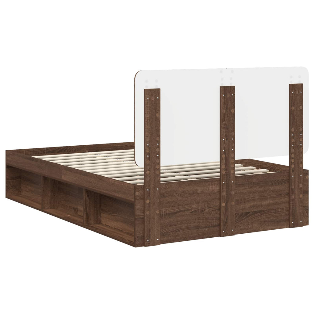 vidaXL Ramka łóżka Brązowy dąb 120 x 190 cm Lite drewno sosnowe