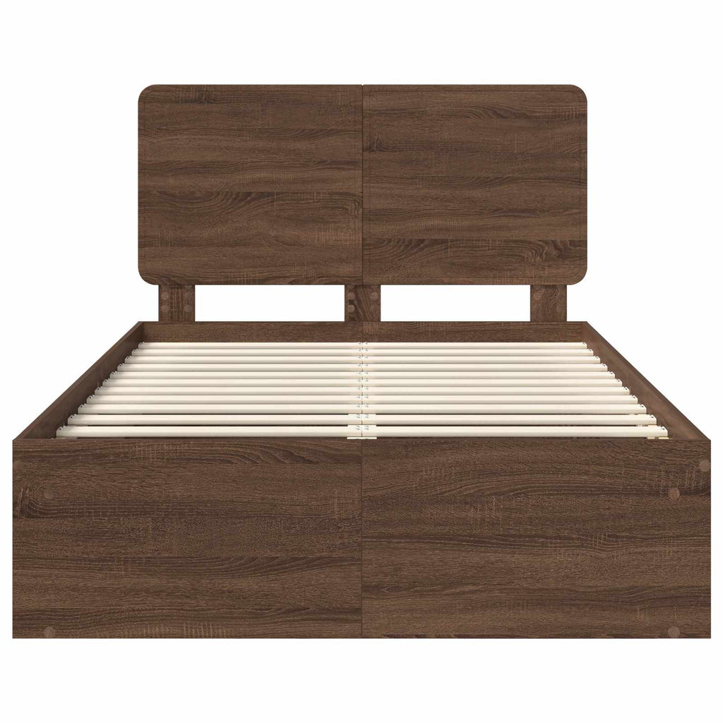 vidaXL Ramka łóżka Brązowy dąb 120 x 190 cm Lite drewno sosnowe