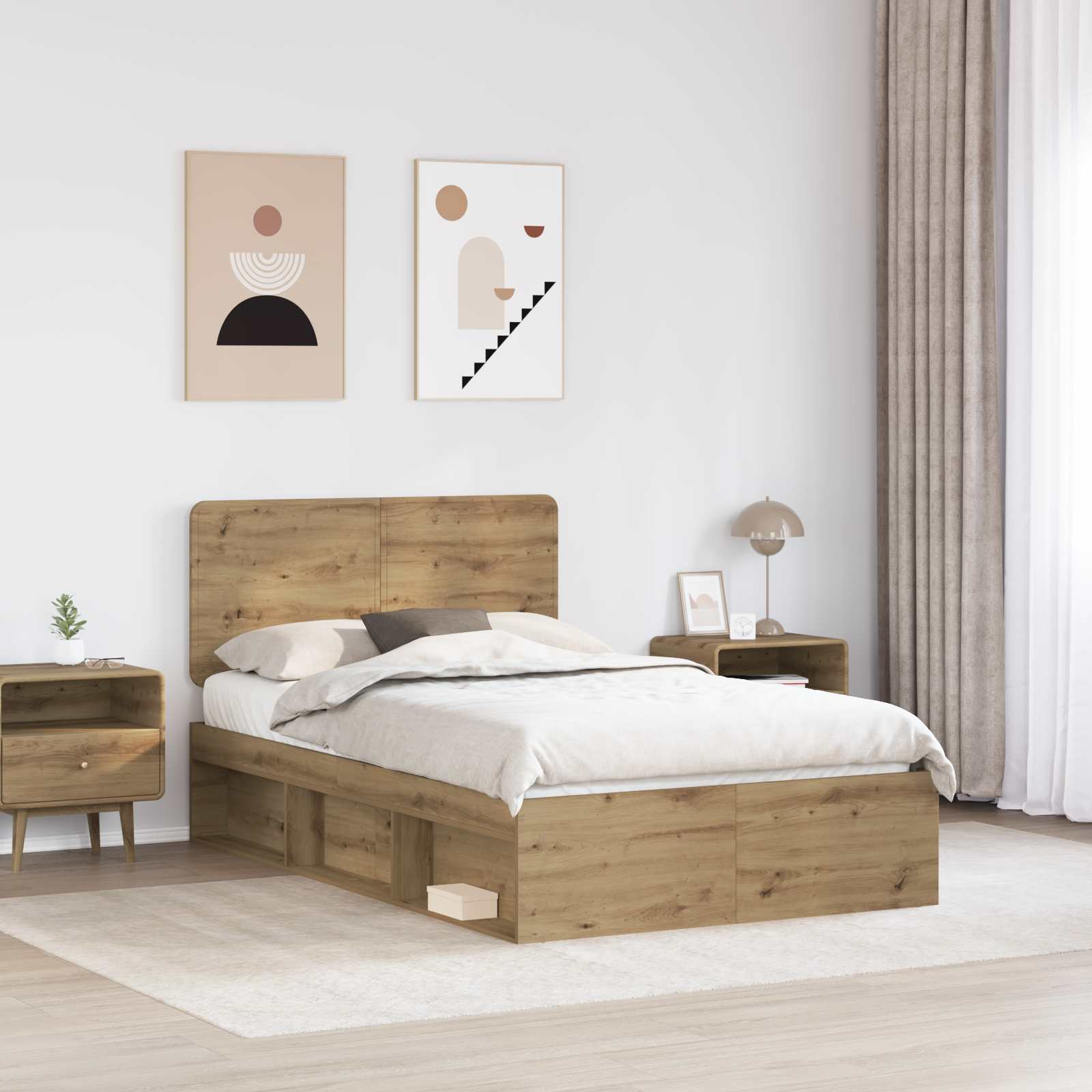 vidaXL Ramka łóżka Dąb rzemieślniczy 120 x 190 cm Lite drewno sosnowe