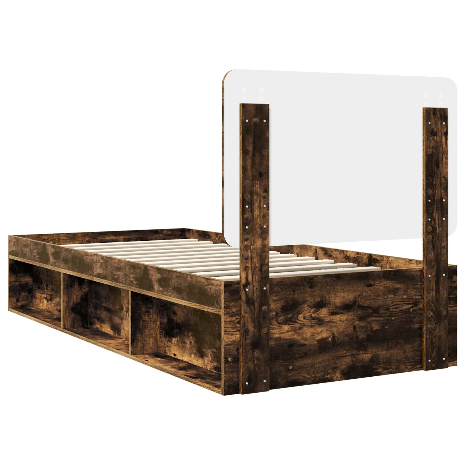vidaXL Ramka łóżka Dąb wędzony 100 x 200 cm Lite drewno sosnowe