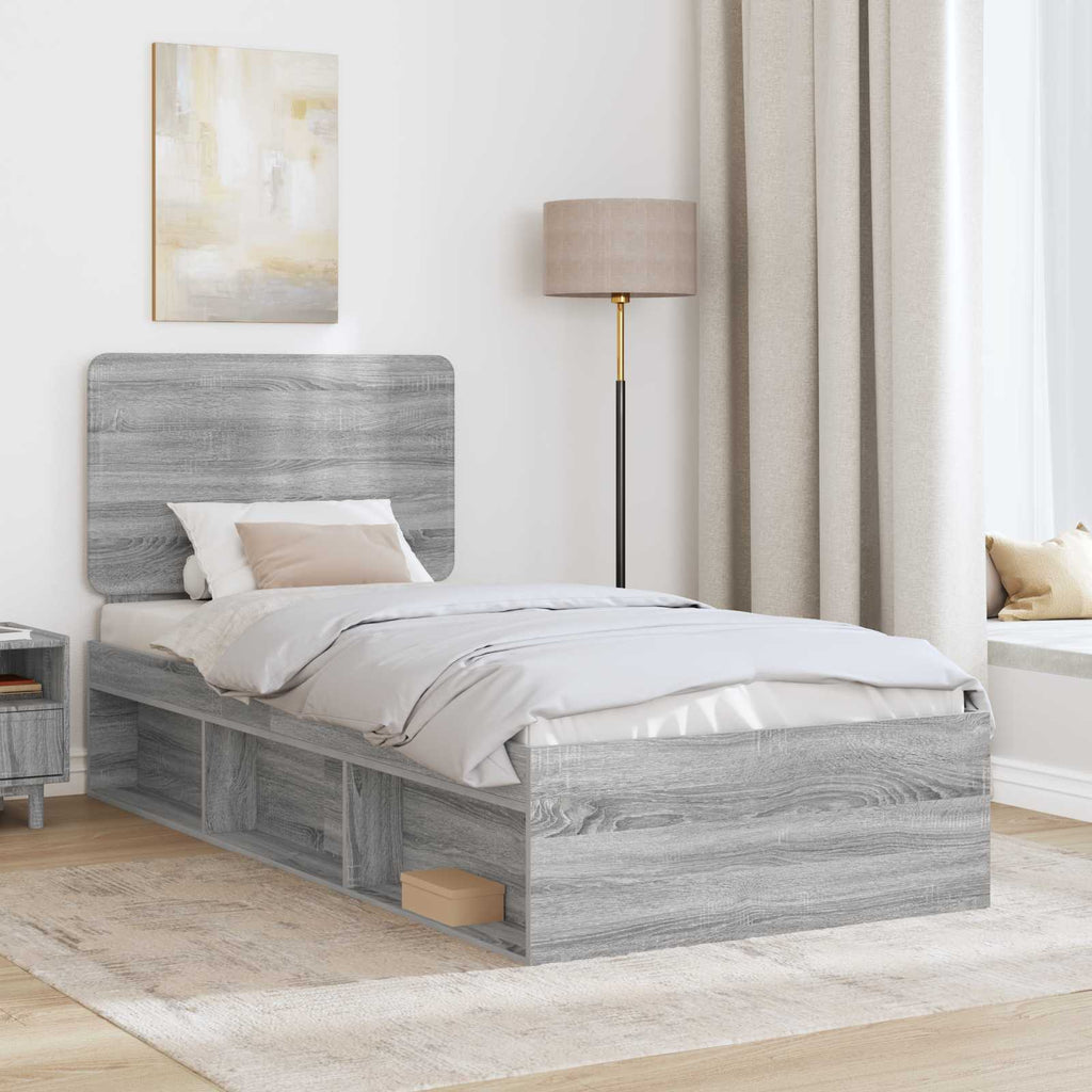 vidaXL Ramka łóżka Szary Sonoma 100 x 200 cm Lite drewno sosnowe