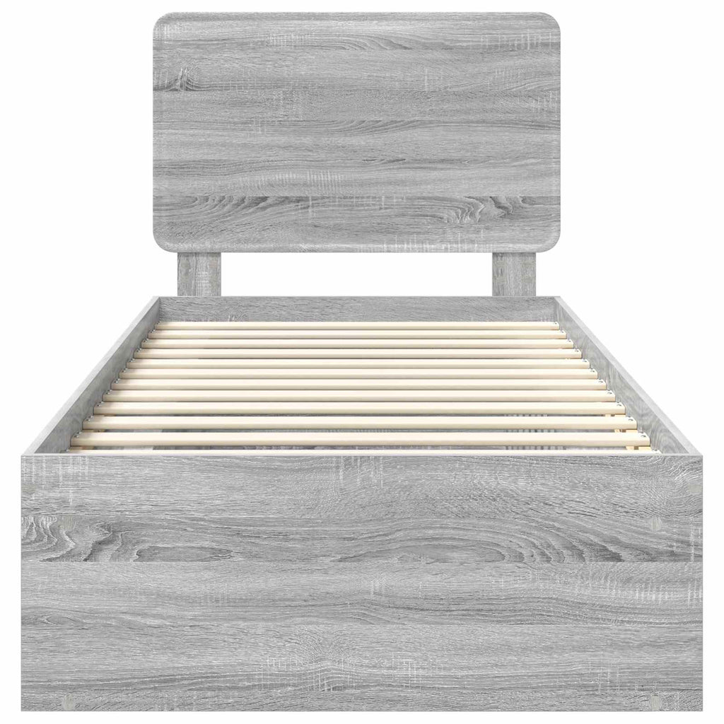 vidaXL Ramka łóżka Szary Sonoma 100 x 200 cm Lite drewno sosnowe