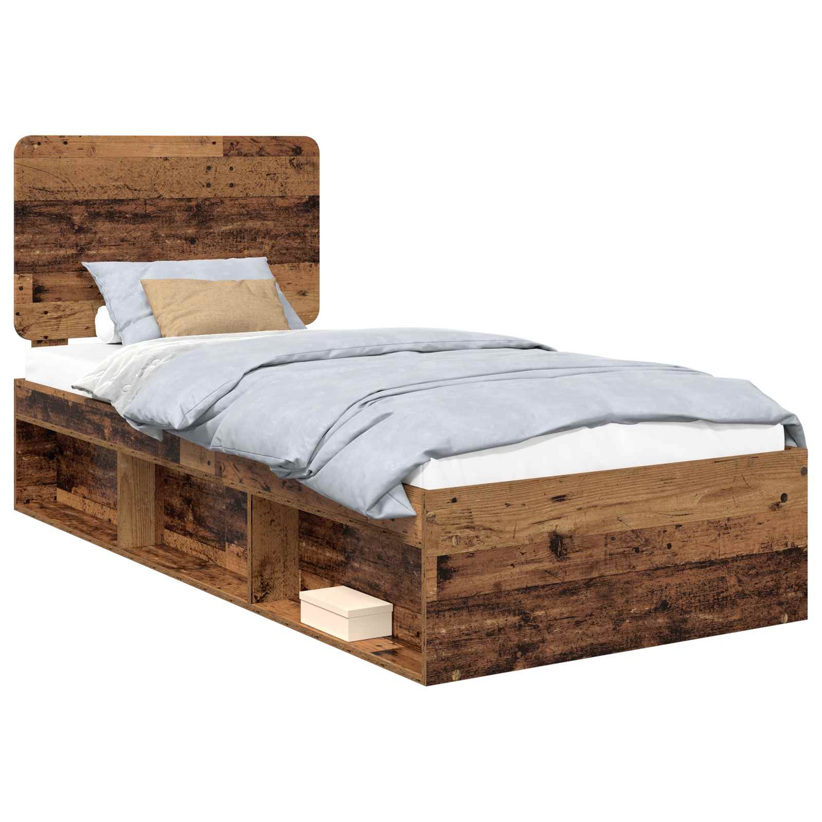 vidaXL Ramka łóżka Stare drewno 100 x 200 cm Lite drewno sosnowe