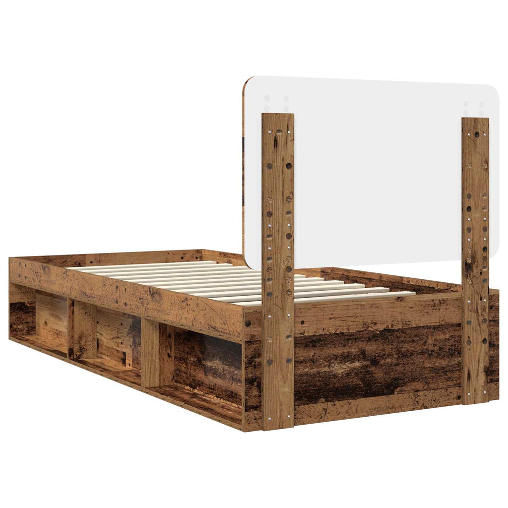 vidaXL Ramka łóżka Stare drewno 100 x 200 cm Lite drewno sosnowe
