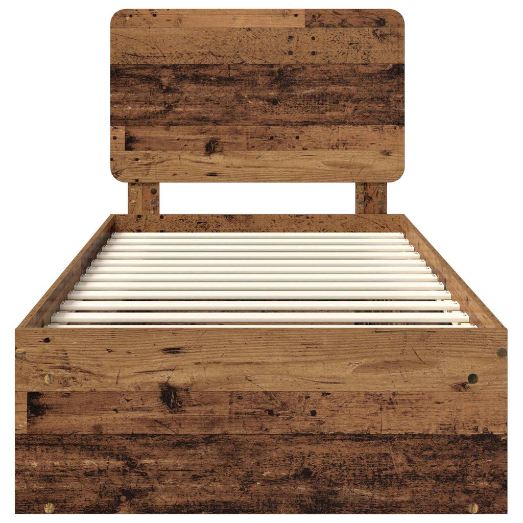 vidaXL Ramka łóżka Stare drewno 100 x 200 cm Lite drewno sosnowe