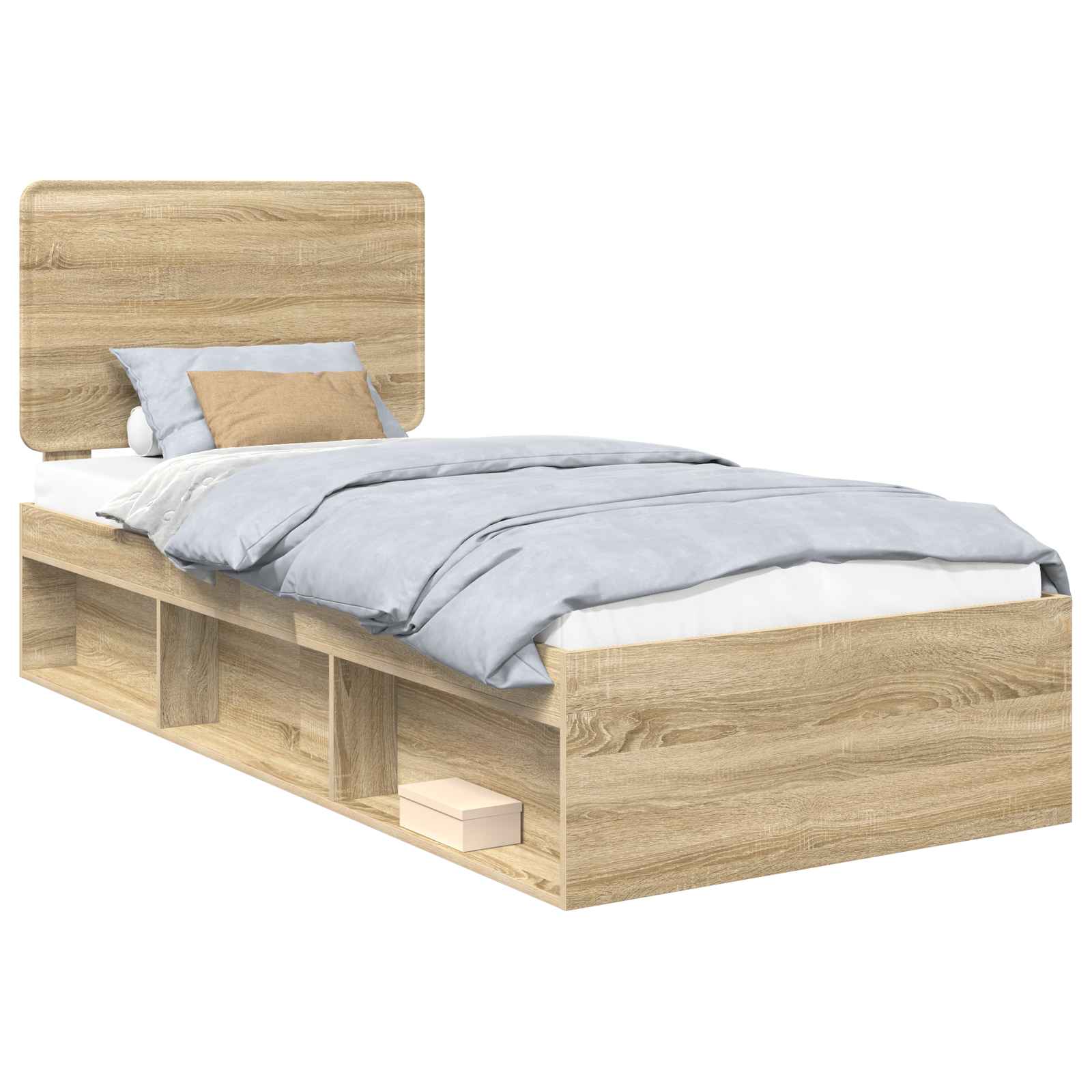 vidaXL Ramka łóżka Dąb Sonoma 90 x 200 cm Lite drewno sosnowe