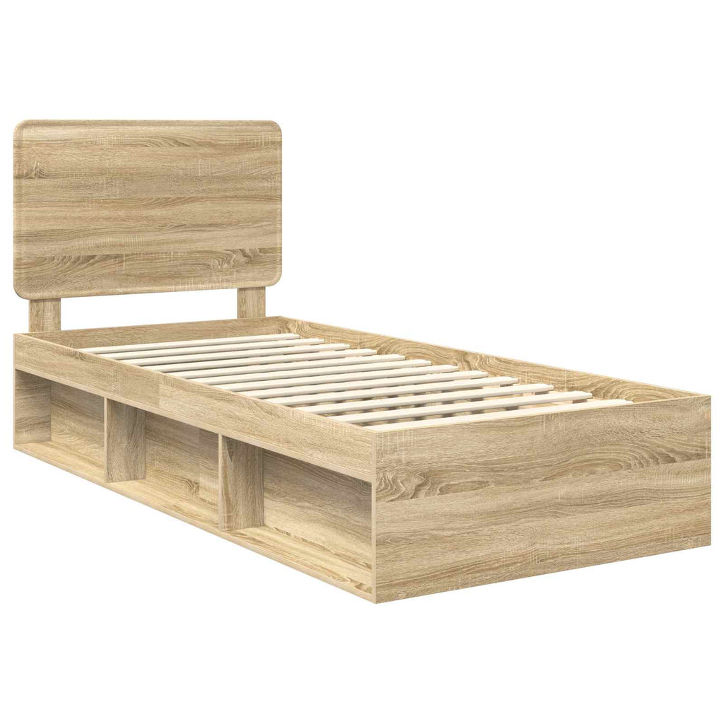 vidaXL Ramka łóżka Dąb Sonoma 90 x 200 cm Lite drewno sosnowe