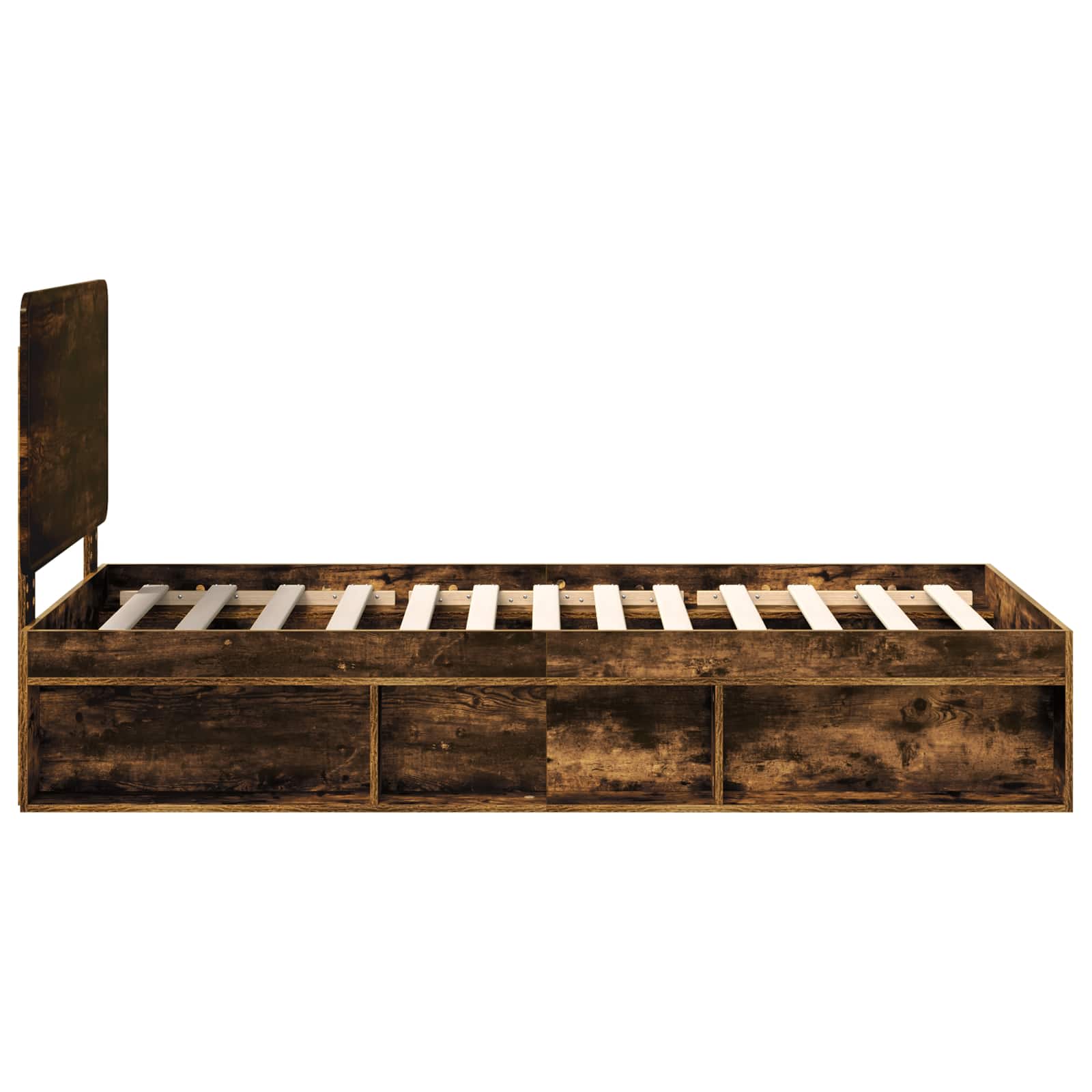 vidaXL Ramka łóżka Dąb wędzony 90 x 200 cm Lite drewno sosnowe