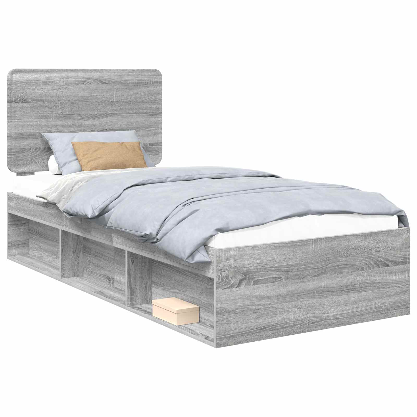 vidaXL Ramka łóżka Szary Sonoma 90 x 200 cm Lite drewno sosnowe