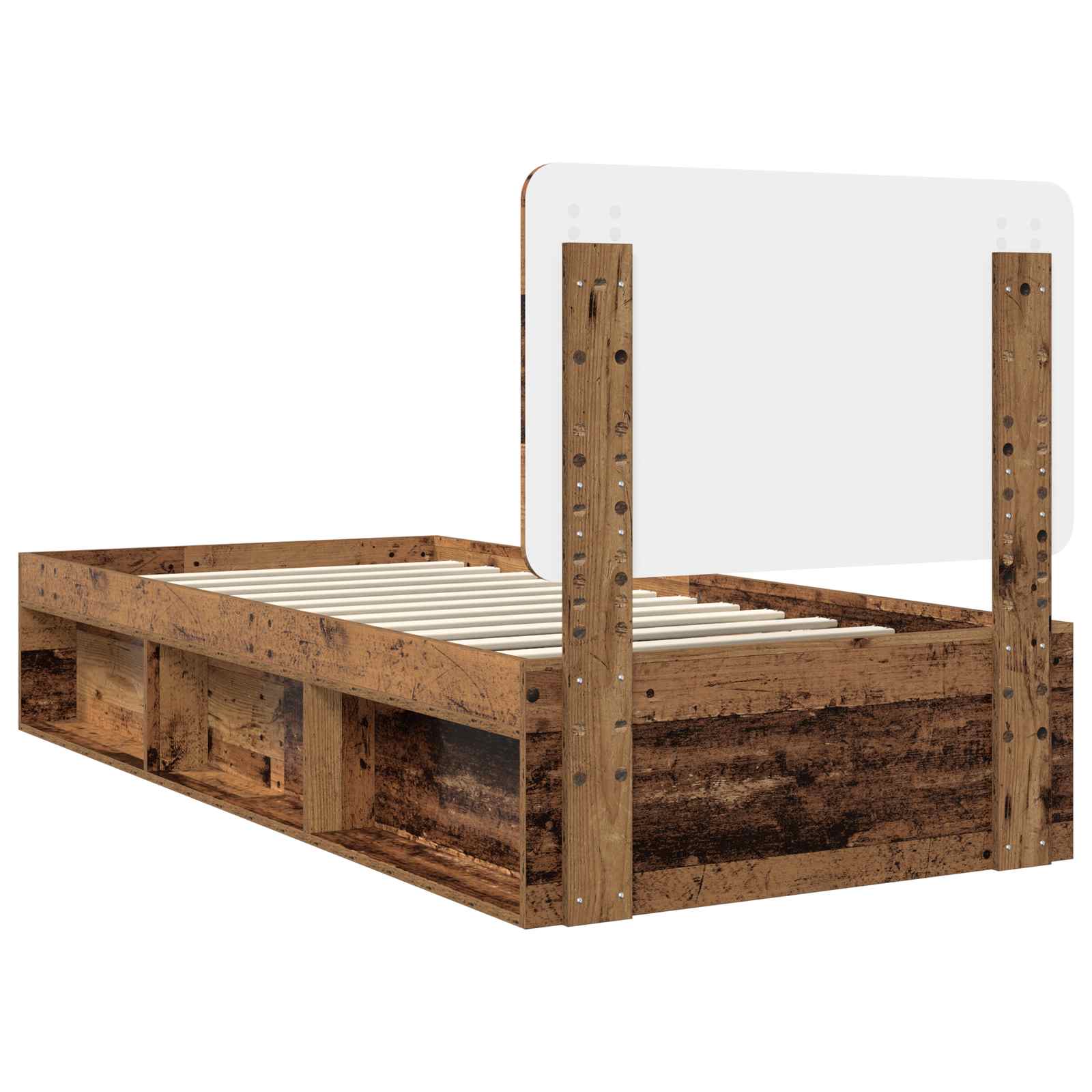 vidaXL Ramka łóżka Stare drewno 90 x 200 cm Lite drewno sosnowe